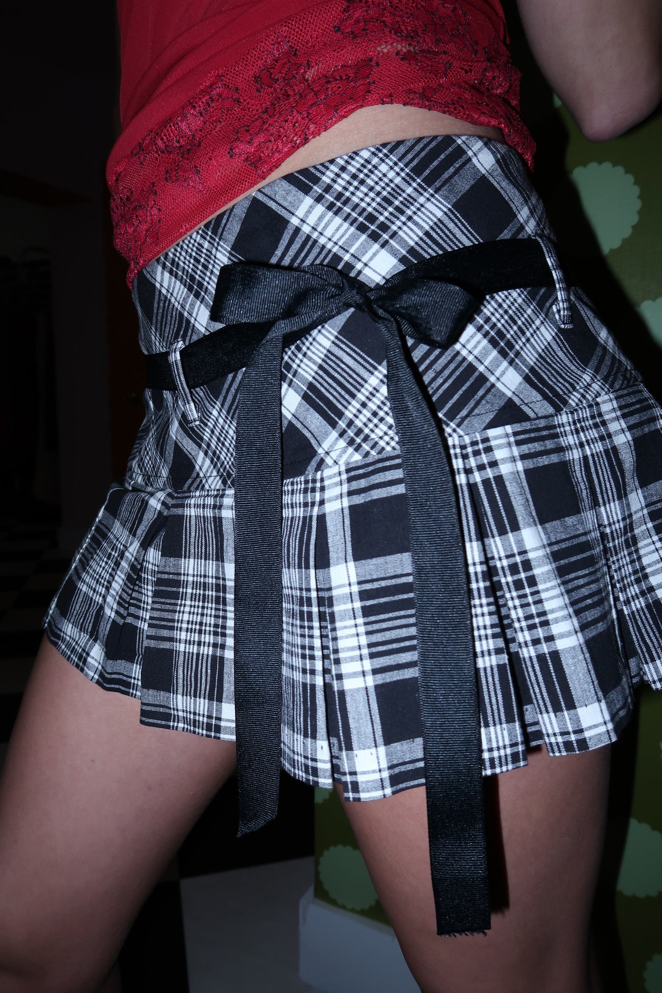Mini Low Waist Plaid Skirt