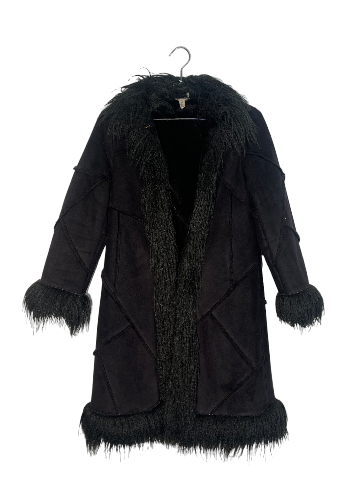 Black suede fur coat best sale