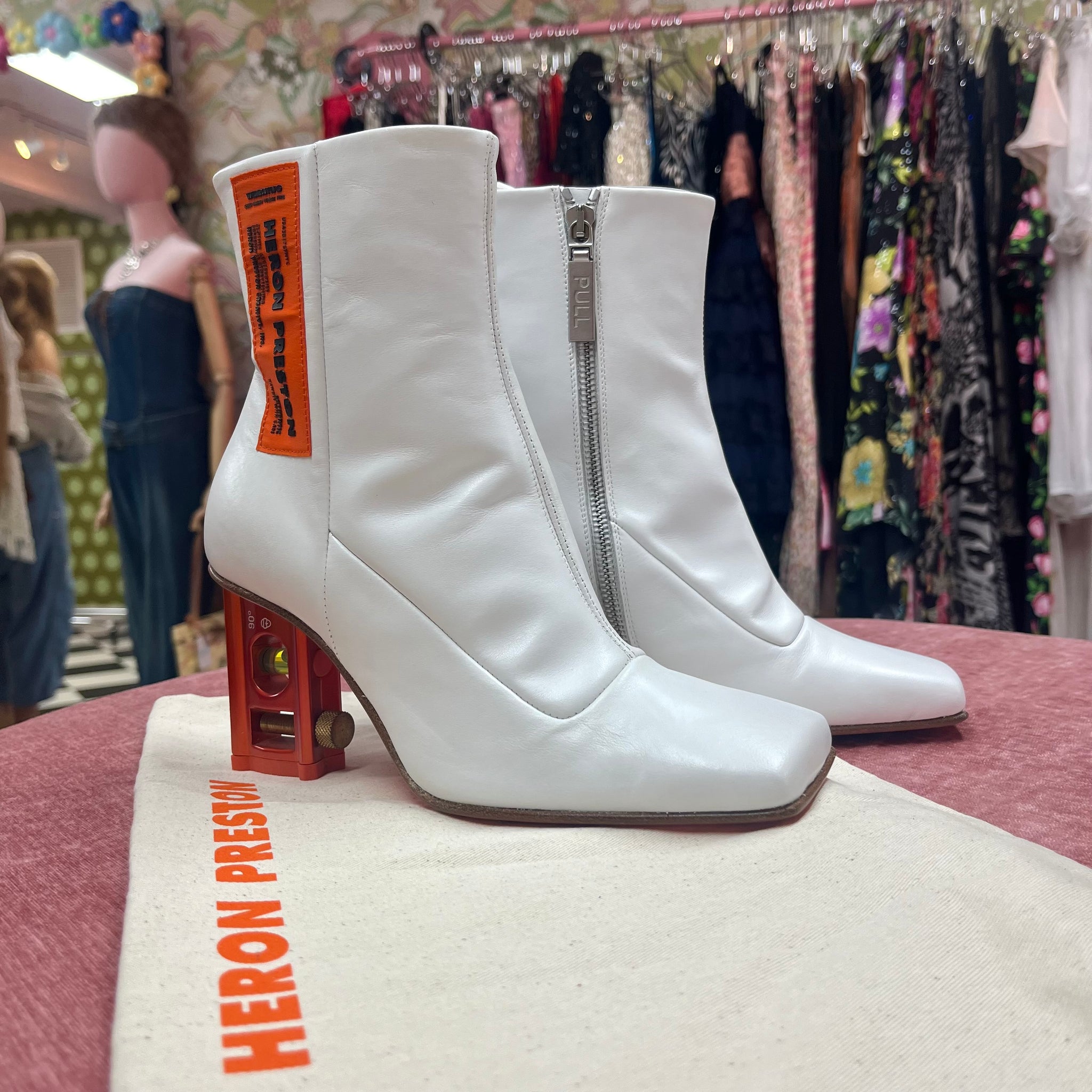 Heron Preston White Leather Boots