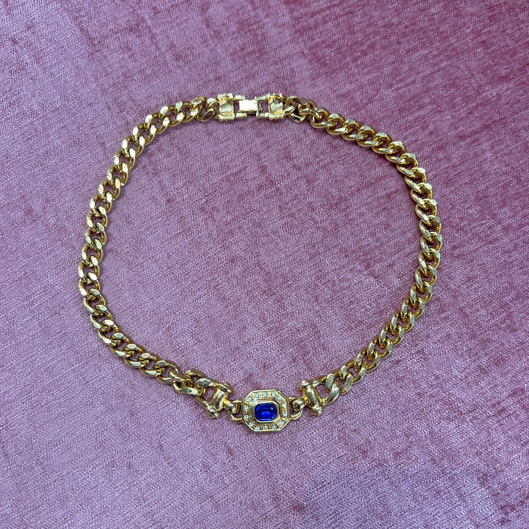 Blue Gem Gold Necklace