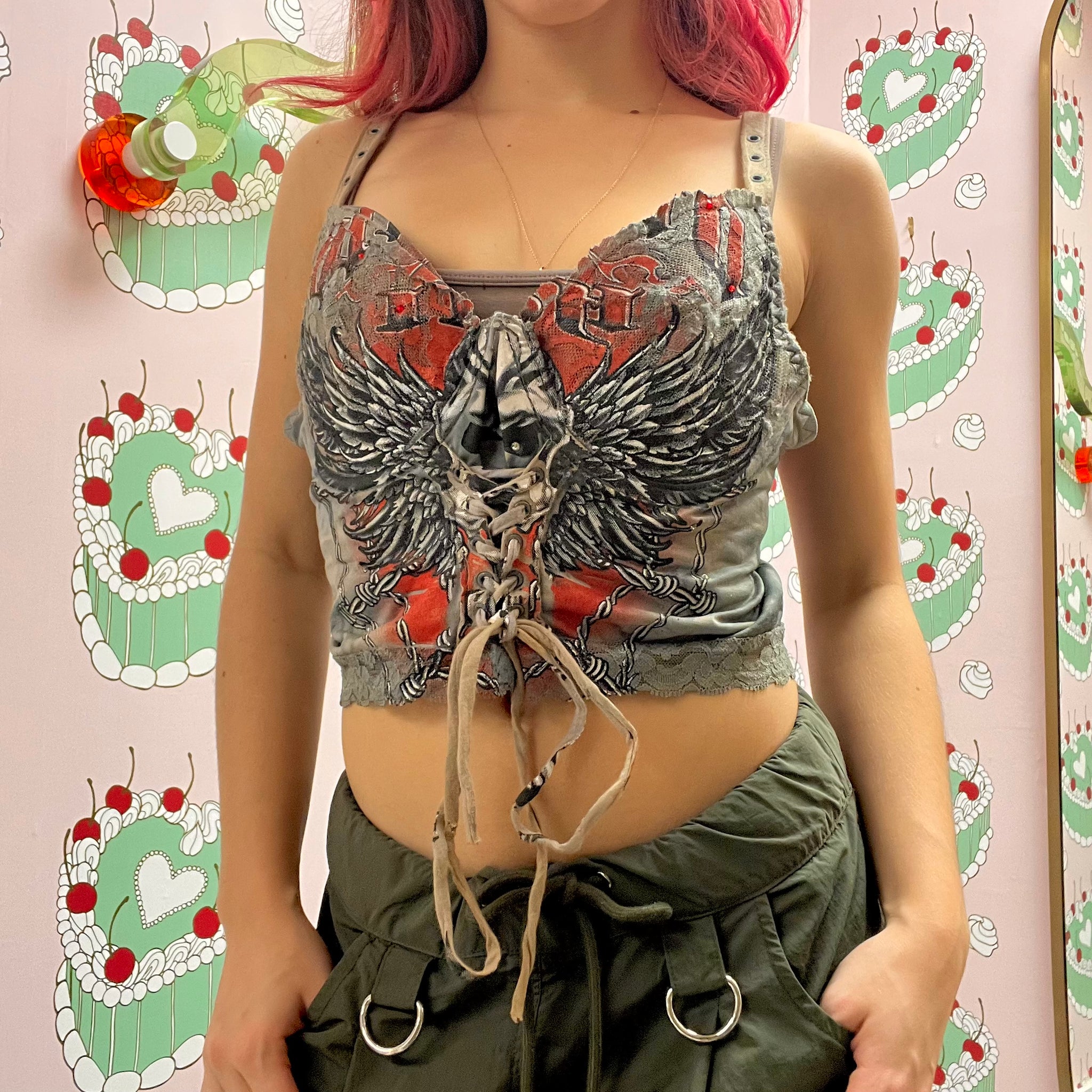 Graphic Wings Corset Top