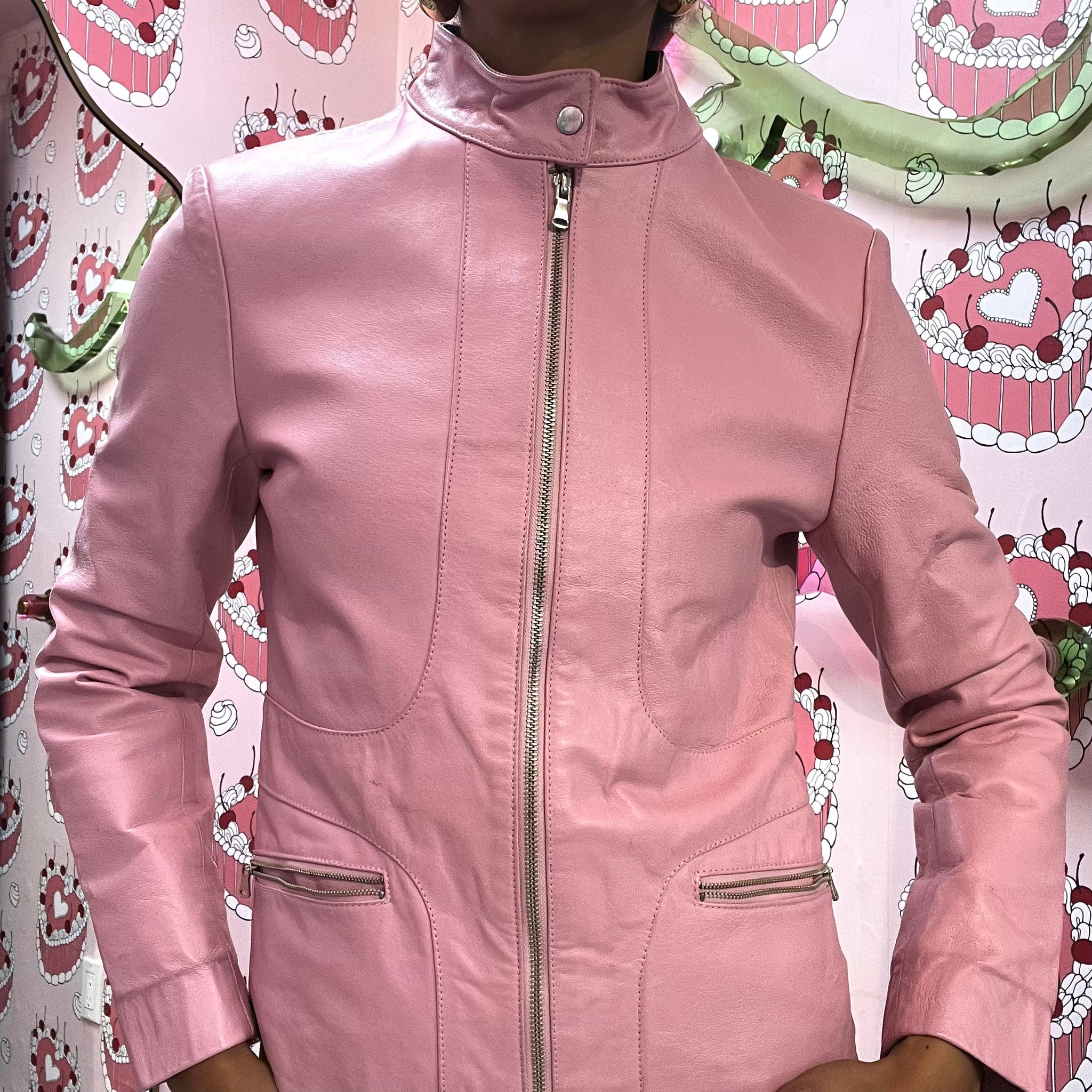 Baby Pink Leather Jacket