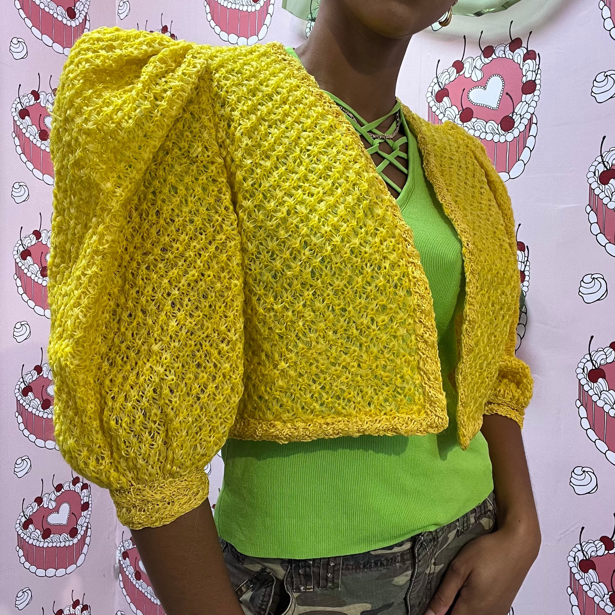 Yellow Hand Knit Bolero