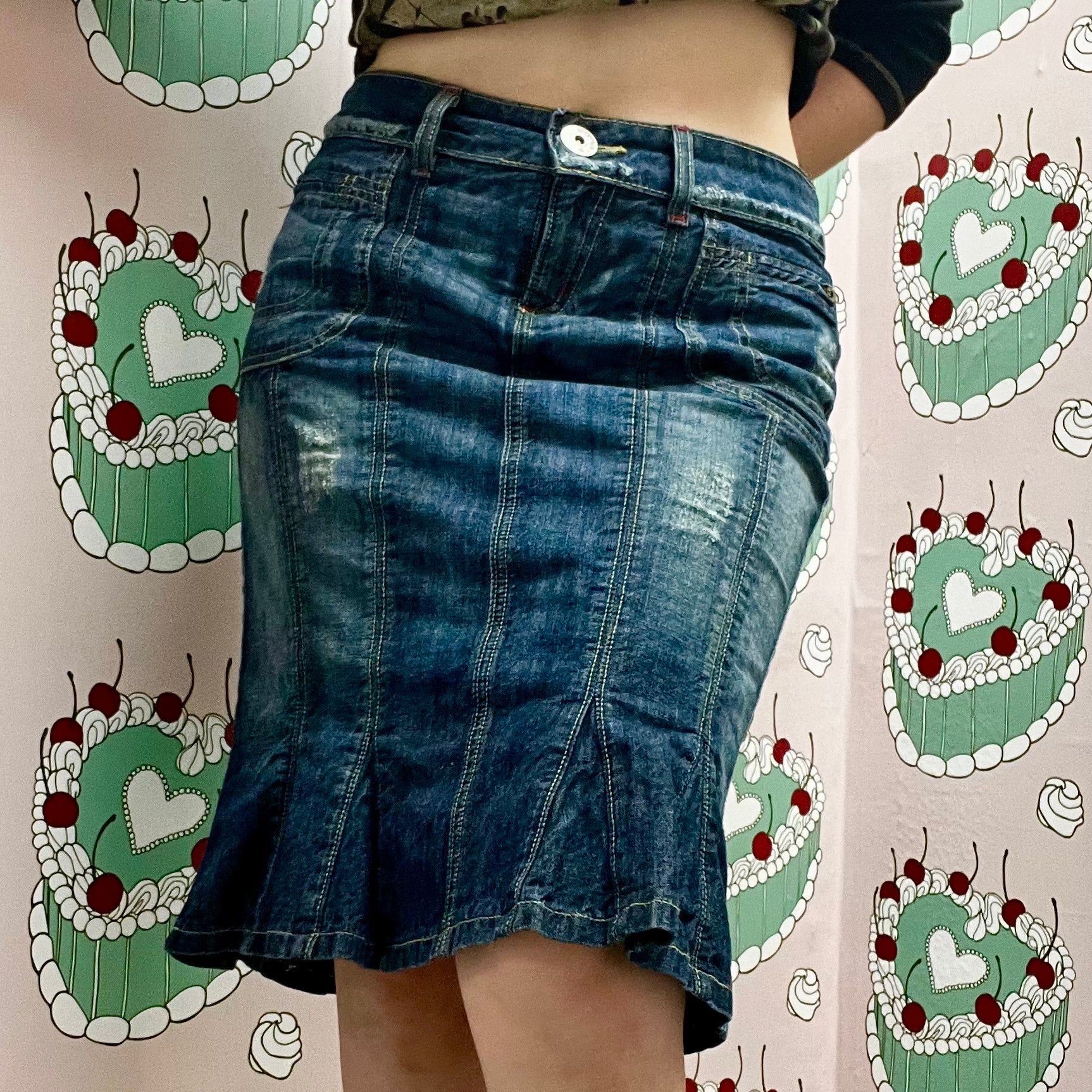 Bebe Denim Mermaid Skirt