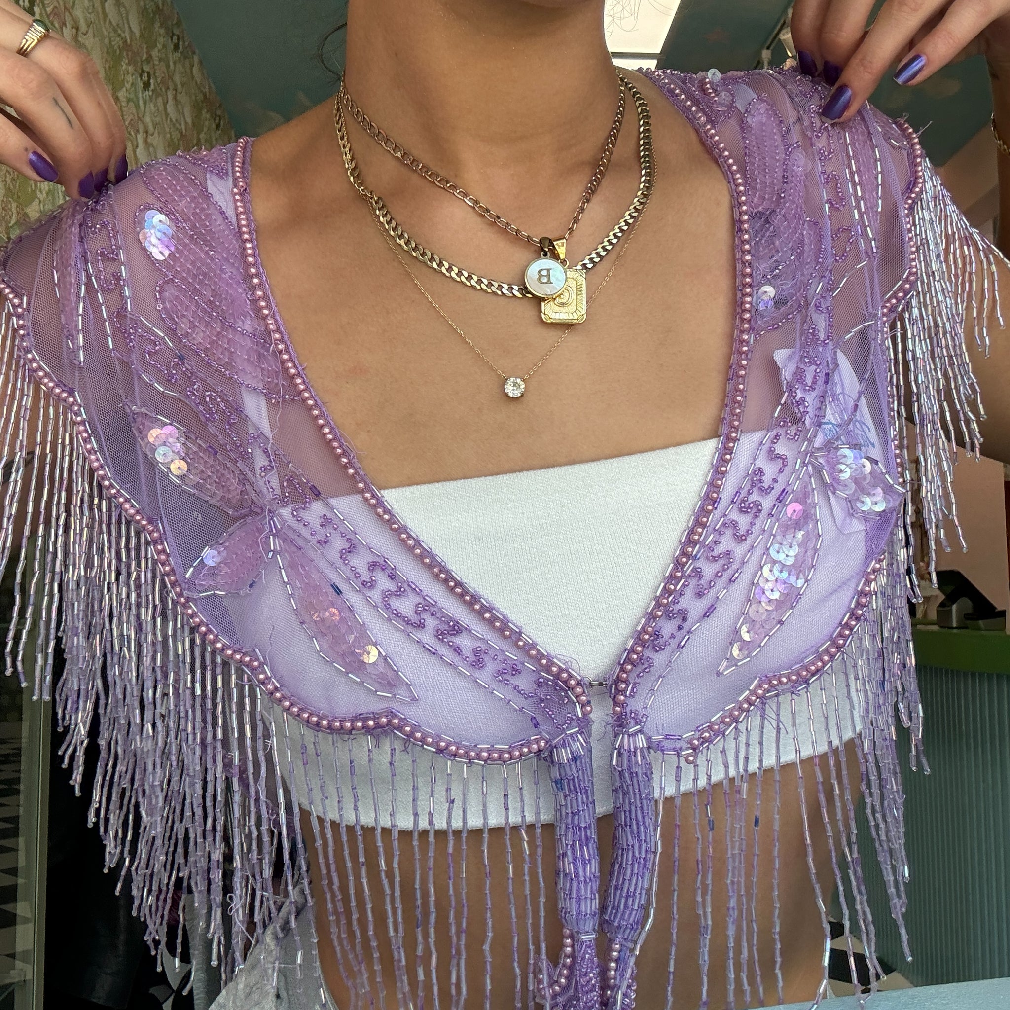 Purple Beaded Poncho