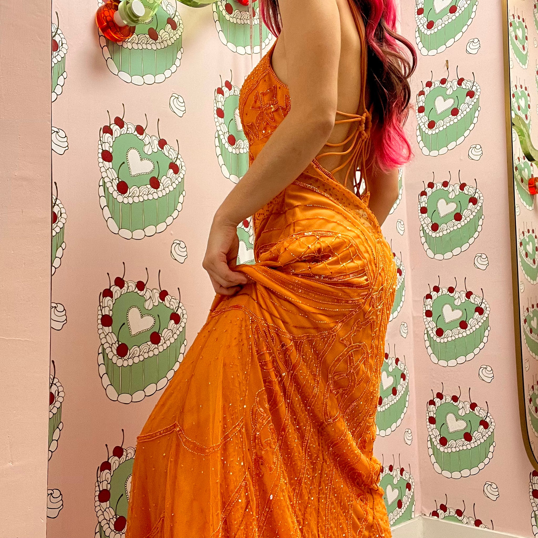 Orange Sequin Dress