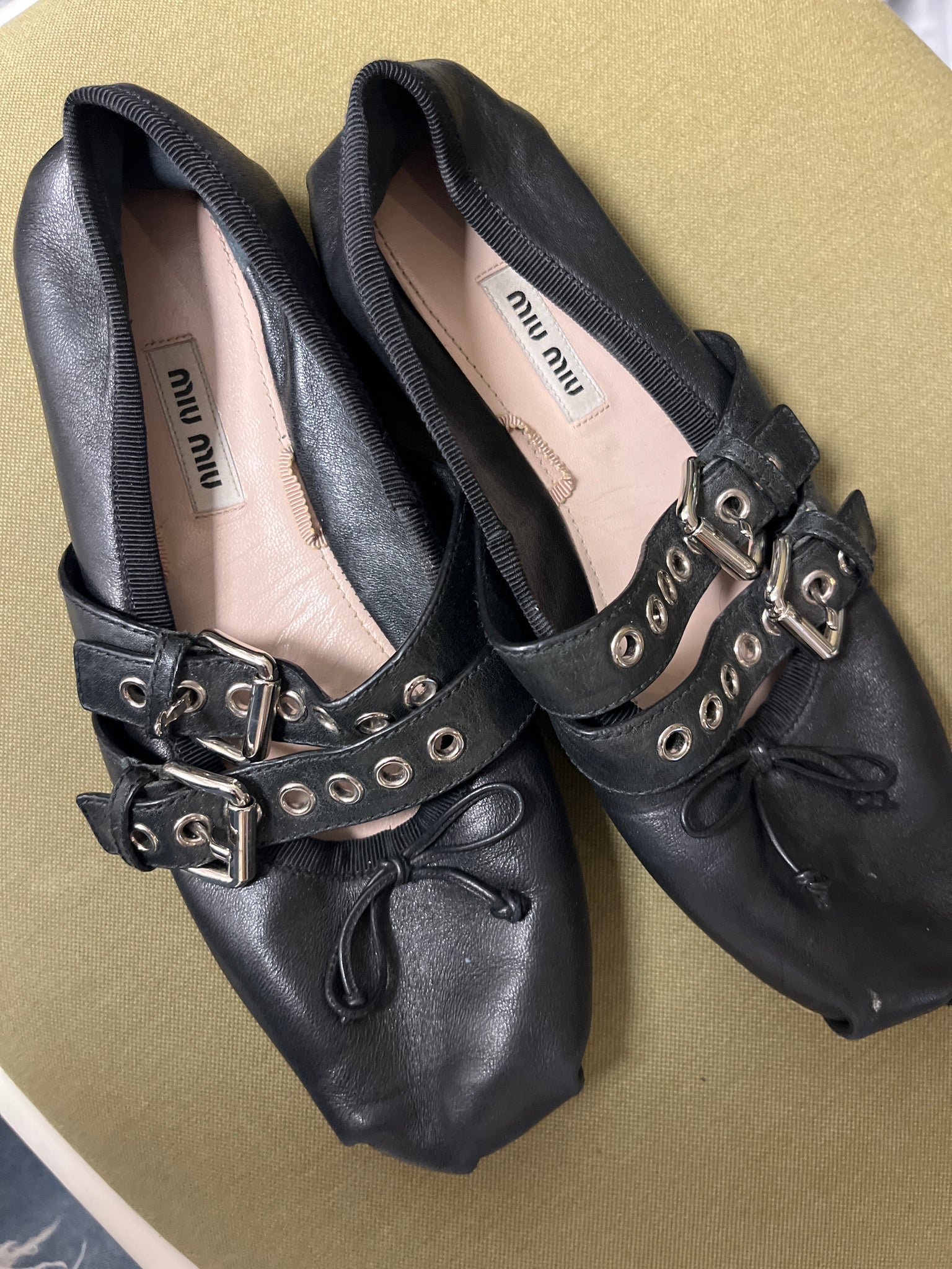 Miu Miu Black Belt flats - consignment
