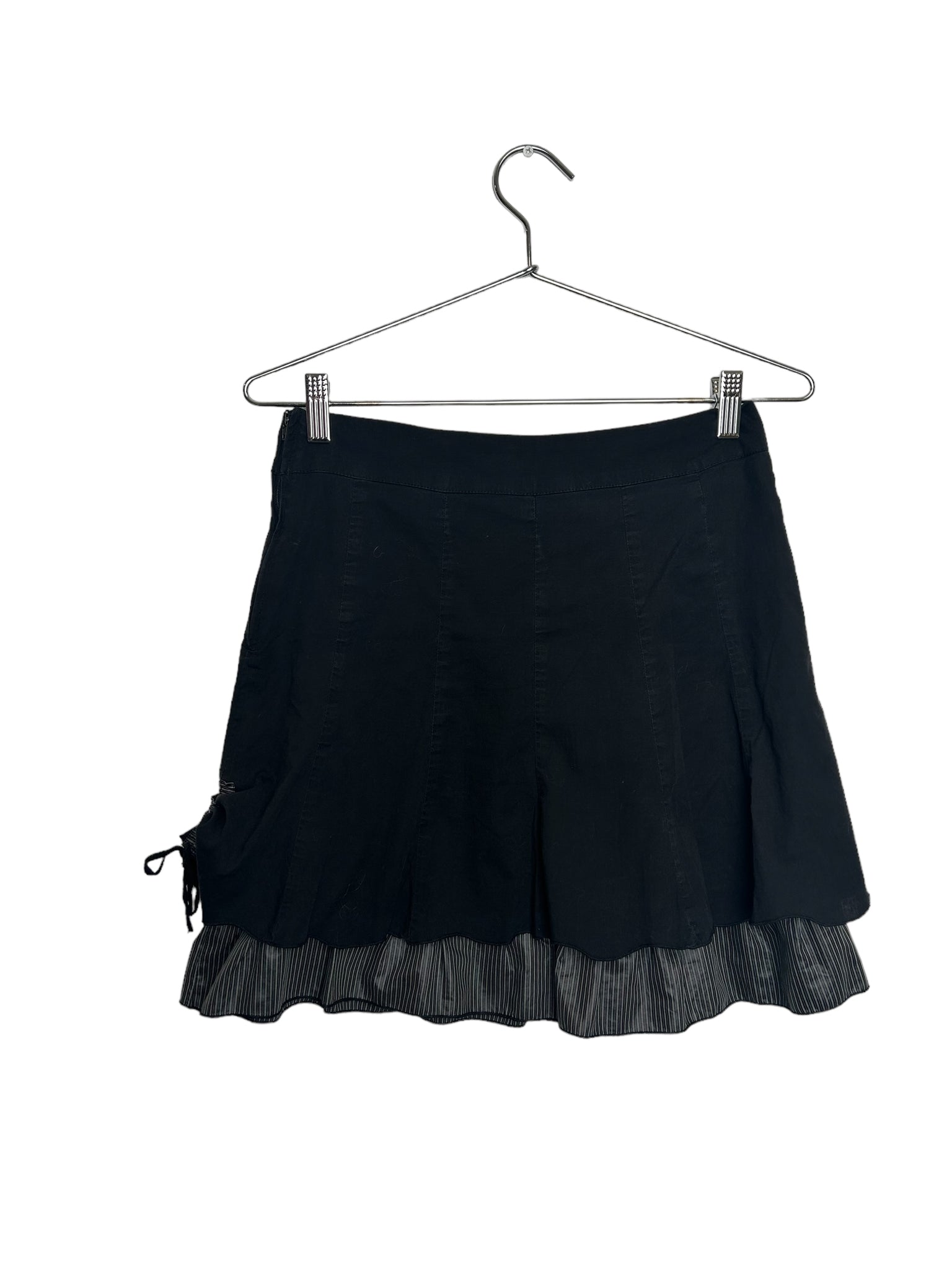 Black Striped Ruffle Skirt