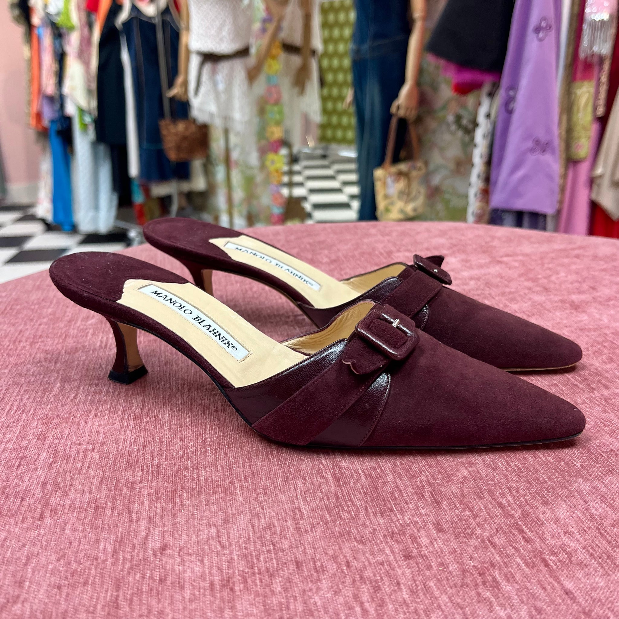 Manolo Blahnik Burgundy Point Toe