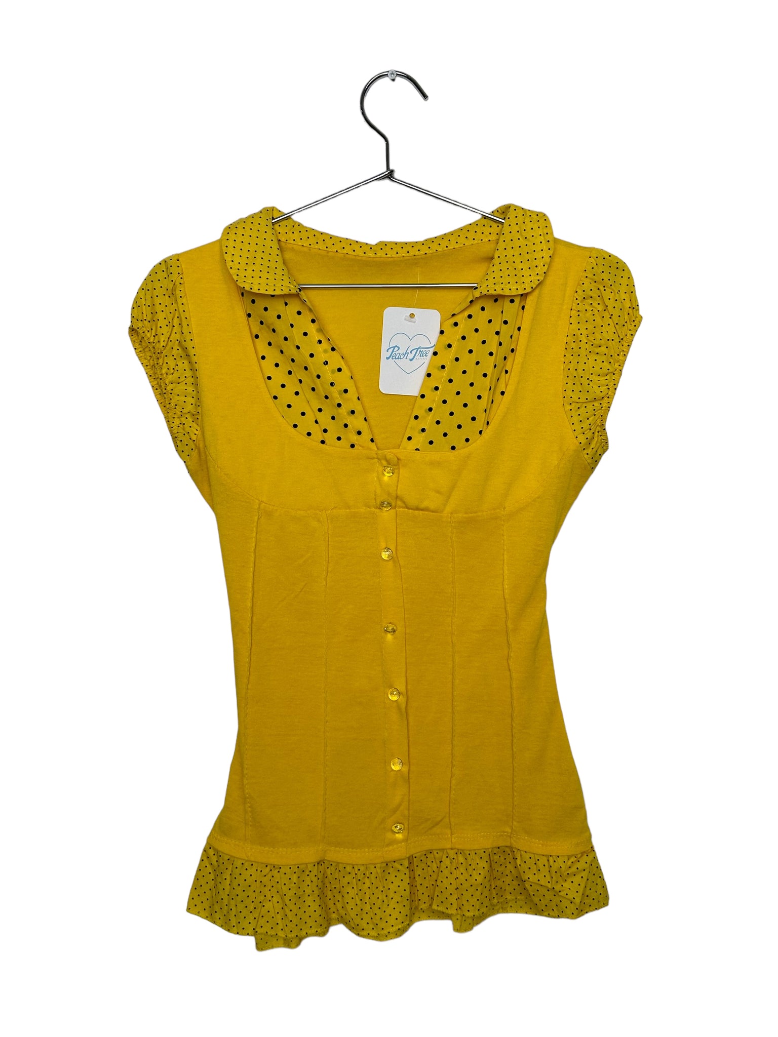 Yellow Dotted Collard Shirt