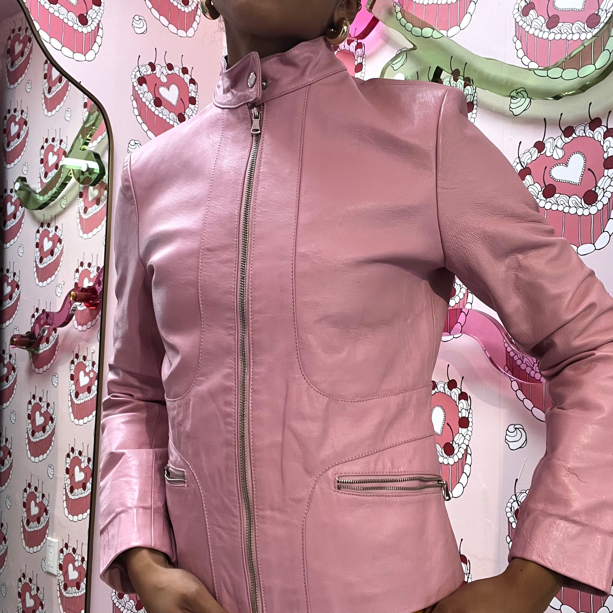 Baby Pink Leather Jacket