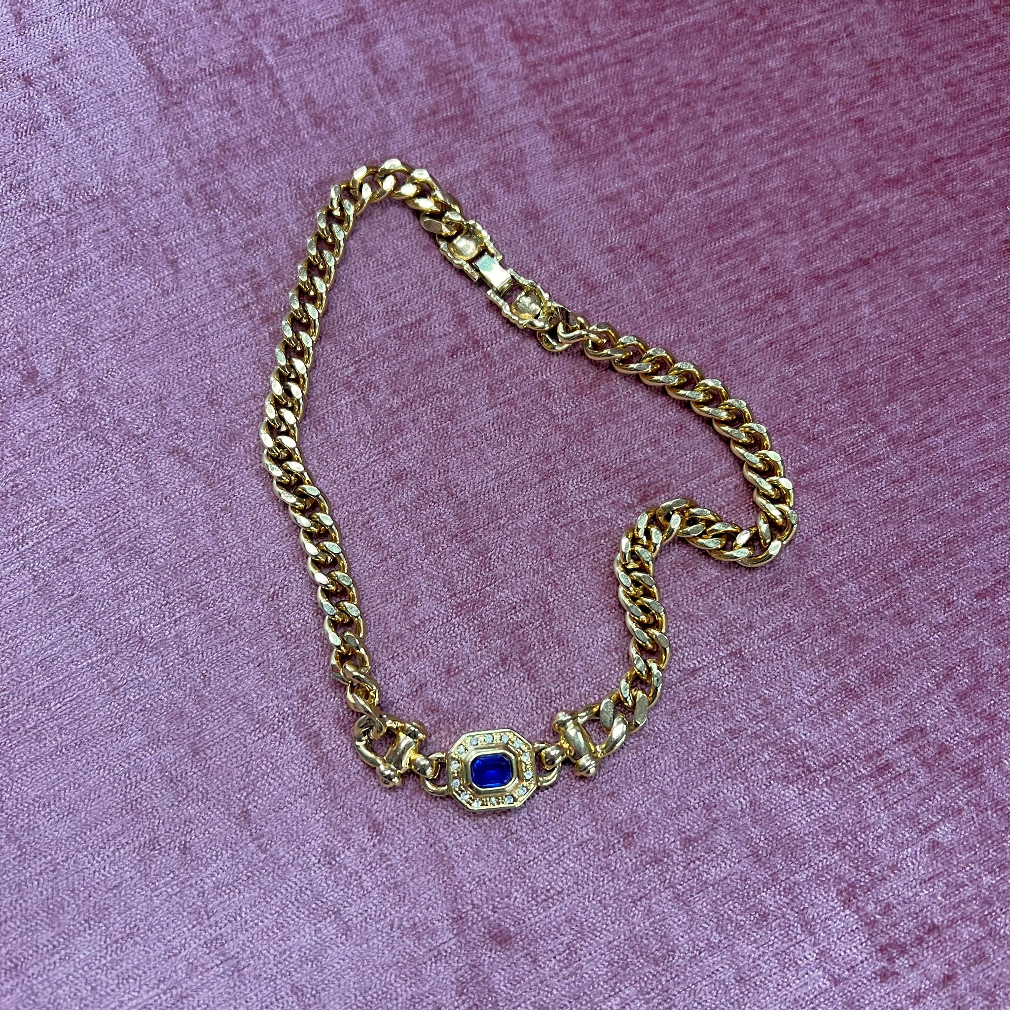 Blue Gem Gold Necklace