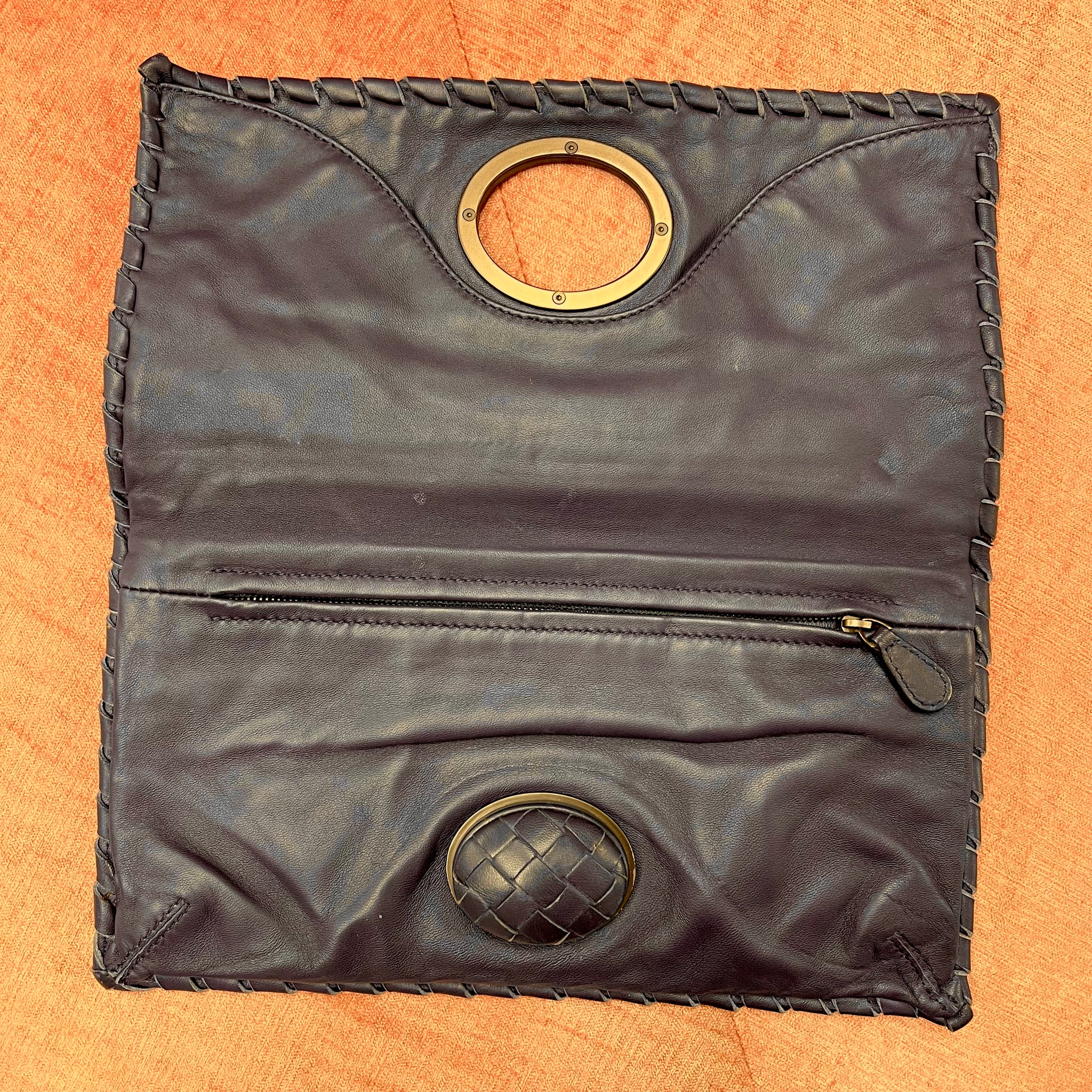 Navy Bottega Clutch - Consignment