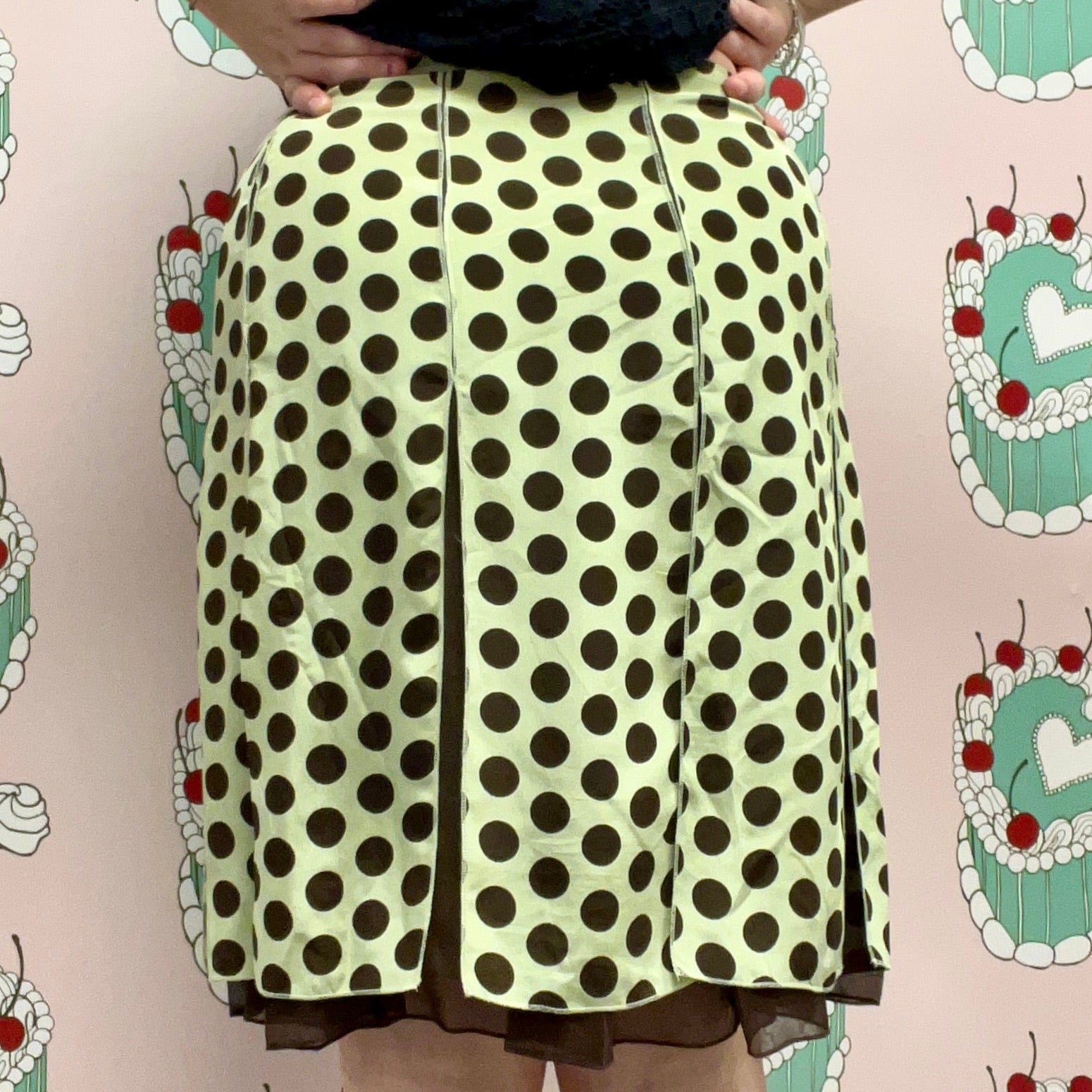 Green and Brown Polka Dot Skirt