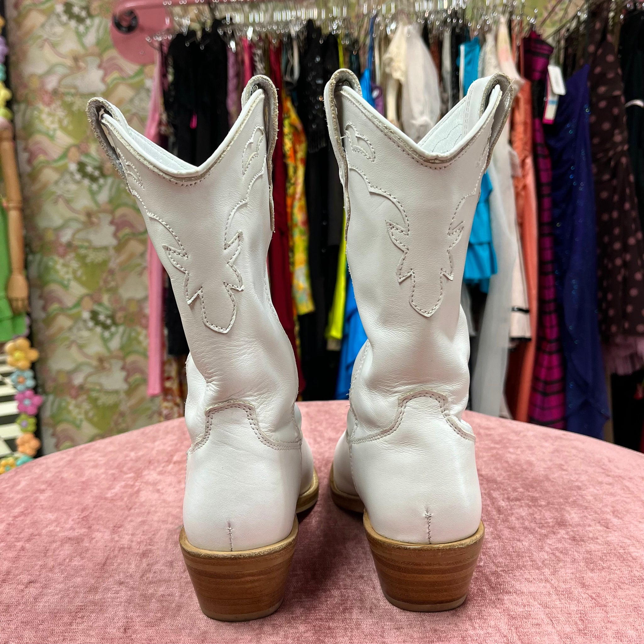 White Leather Steve Madden Cowboy Boots