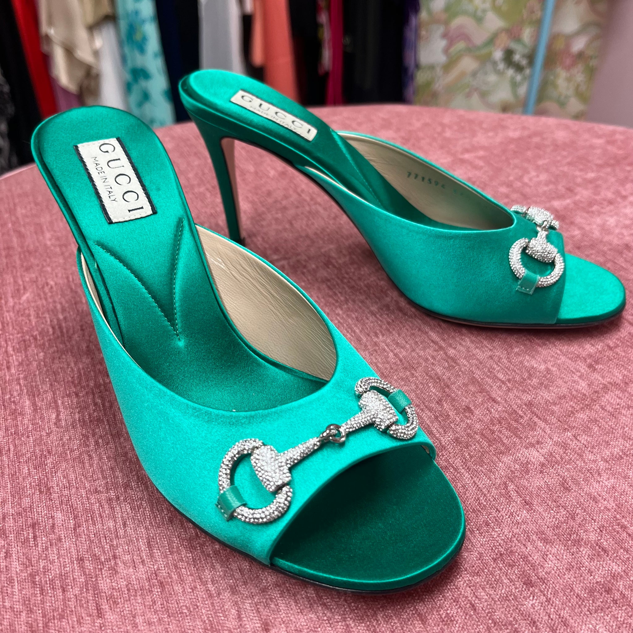 Emerald Gucci Slippers - Consignment