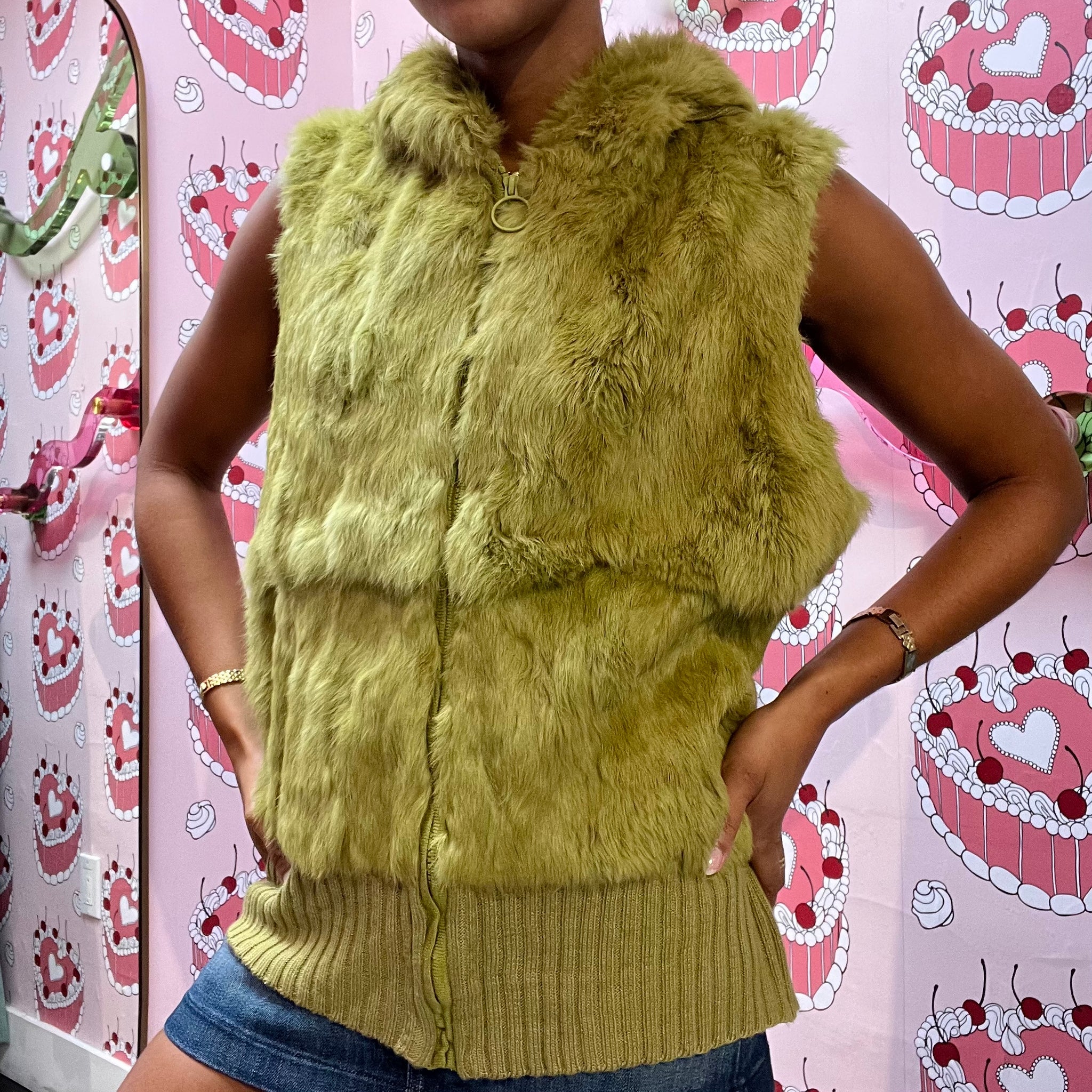 Green Furry Vest