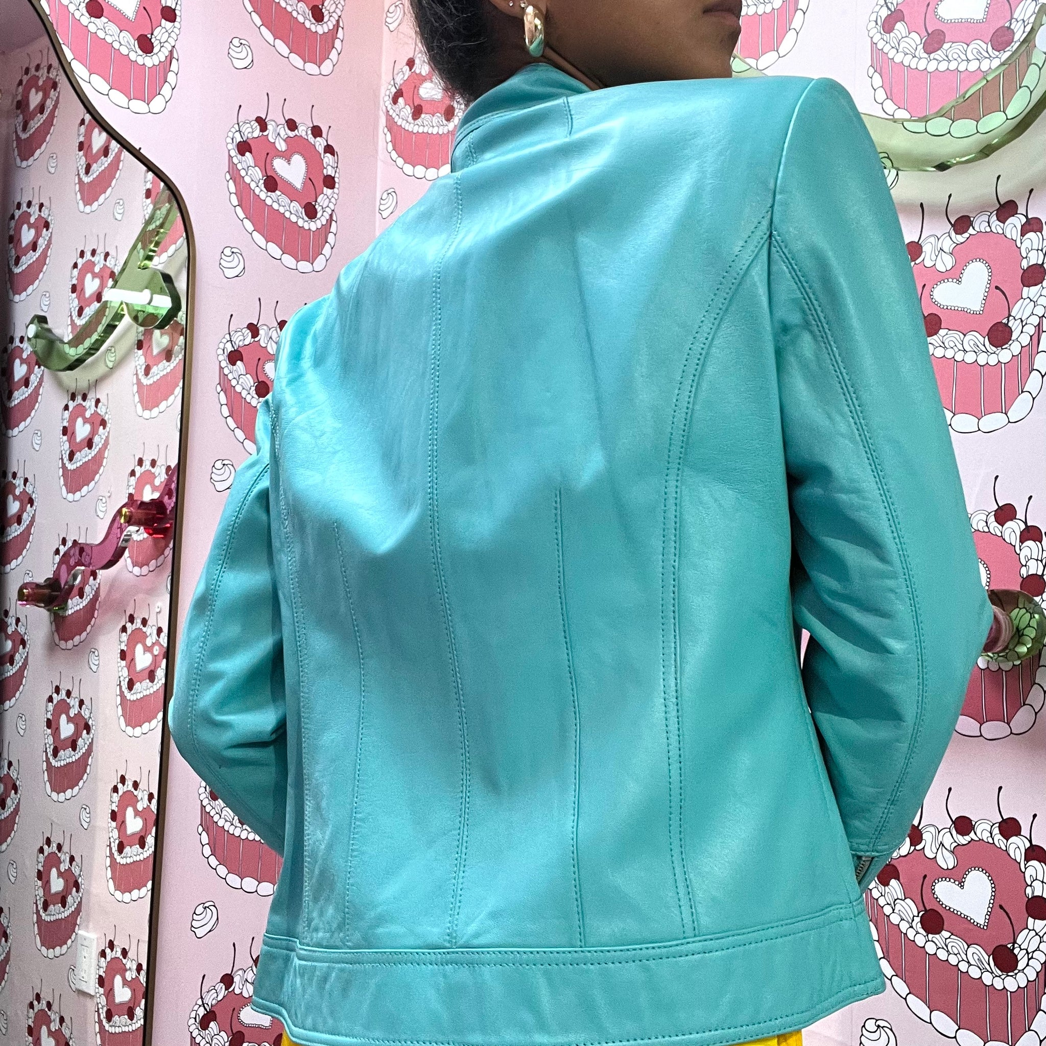 Turquoise Leather Jacket