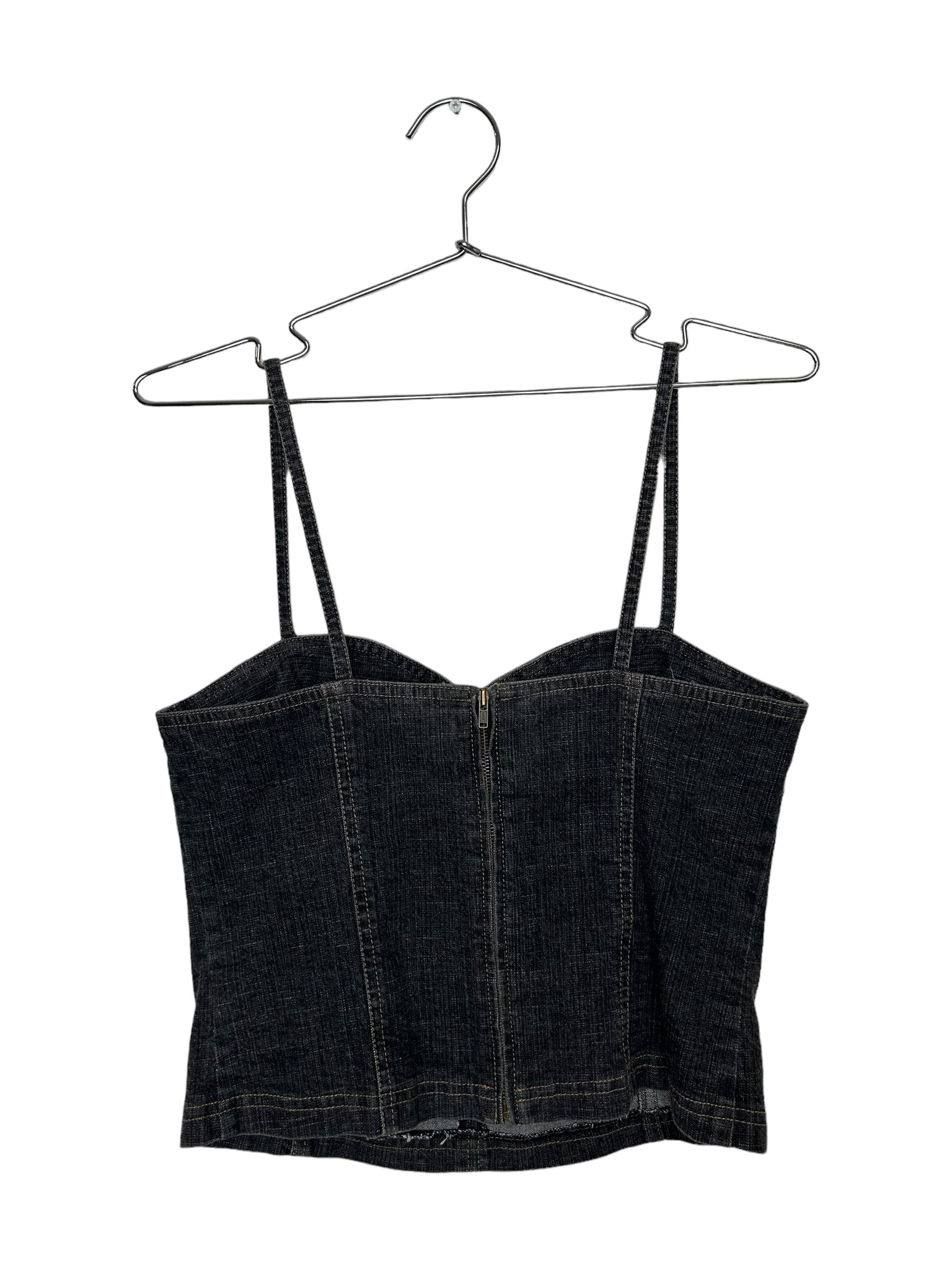 Black Denim Embellished Cami Top