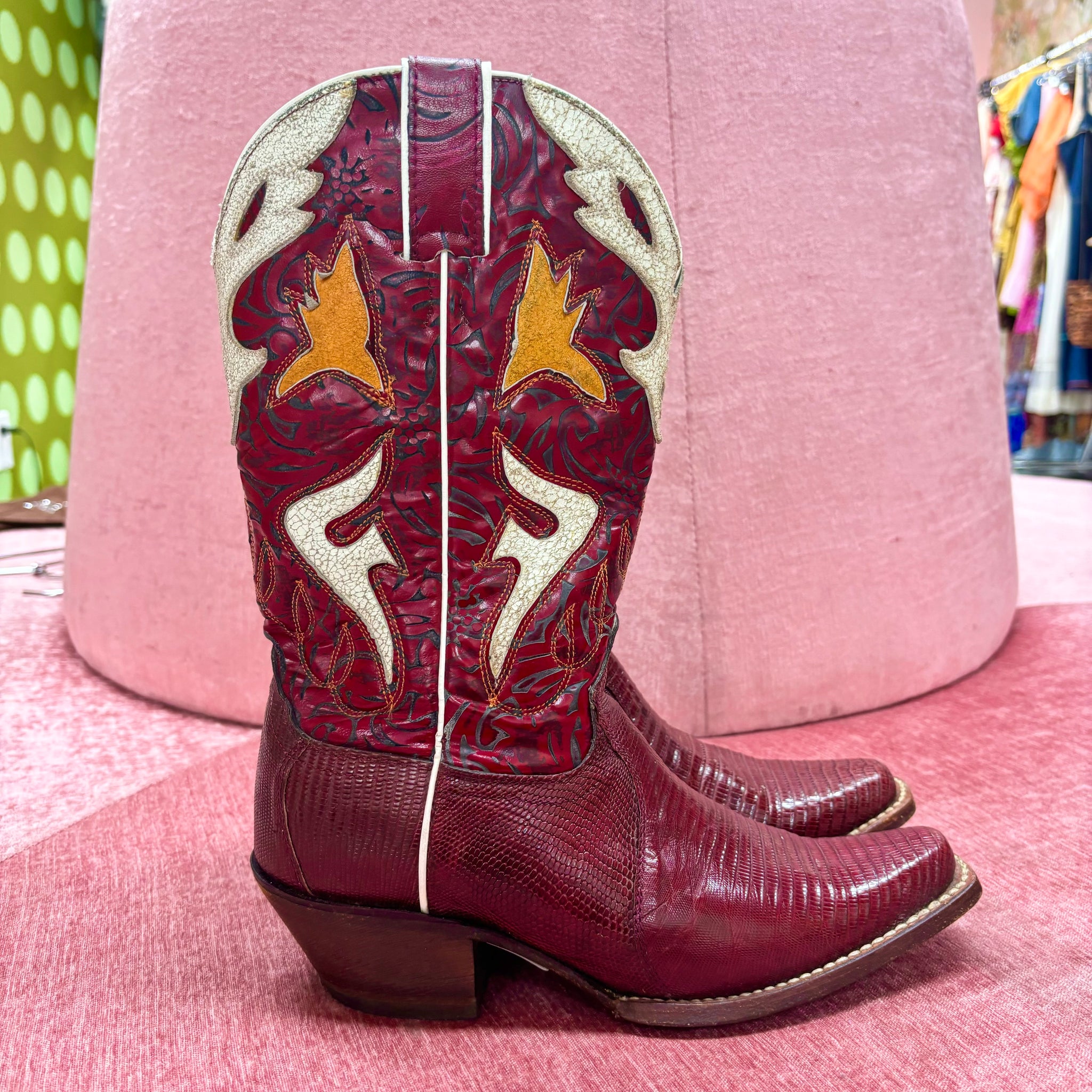 Frye Red Leather Cowboy Boots