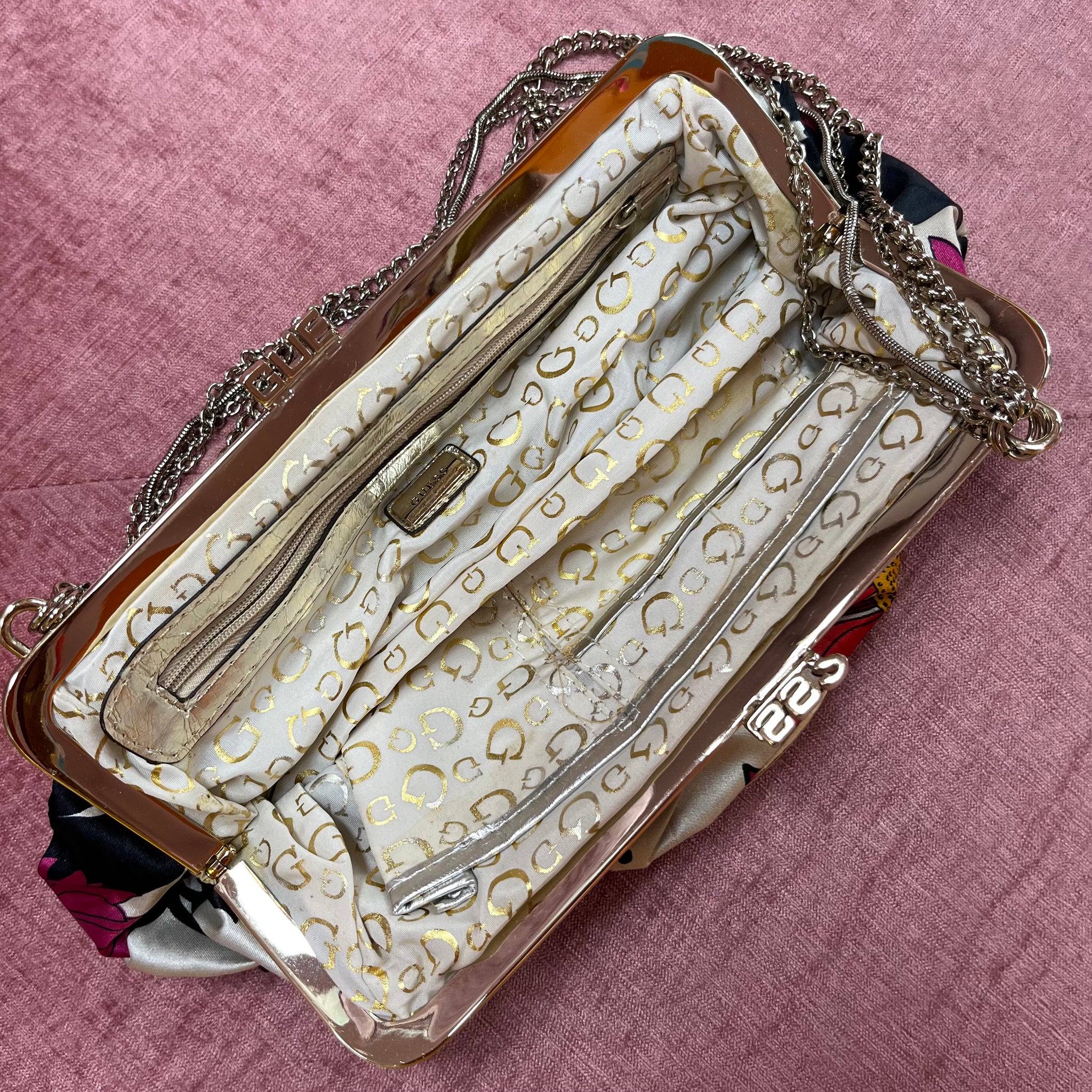 Guess Floral Diamanté Clutch Bag