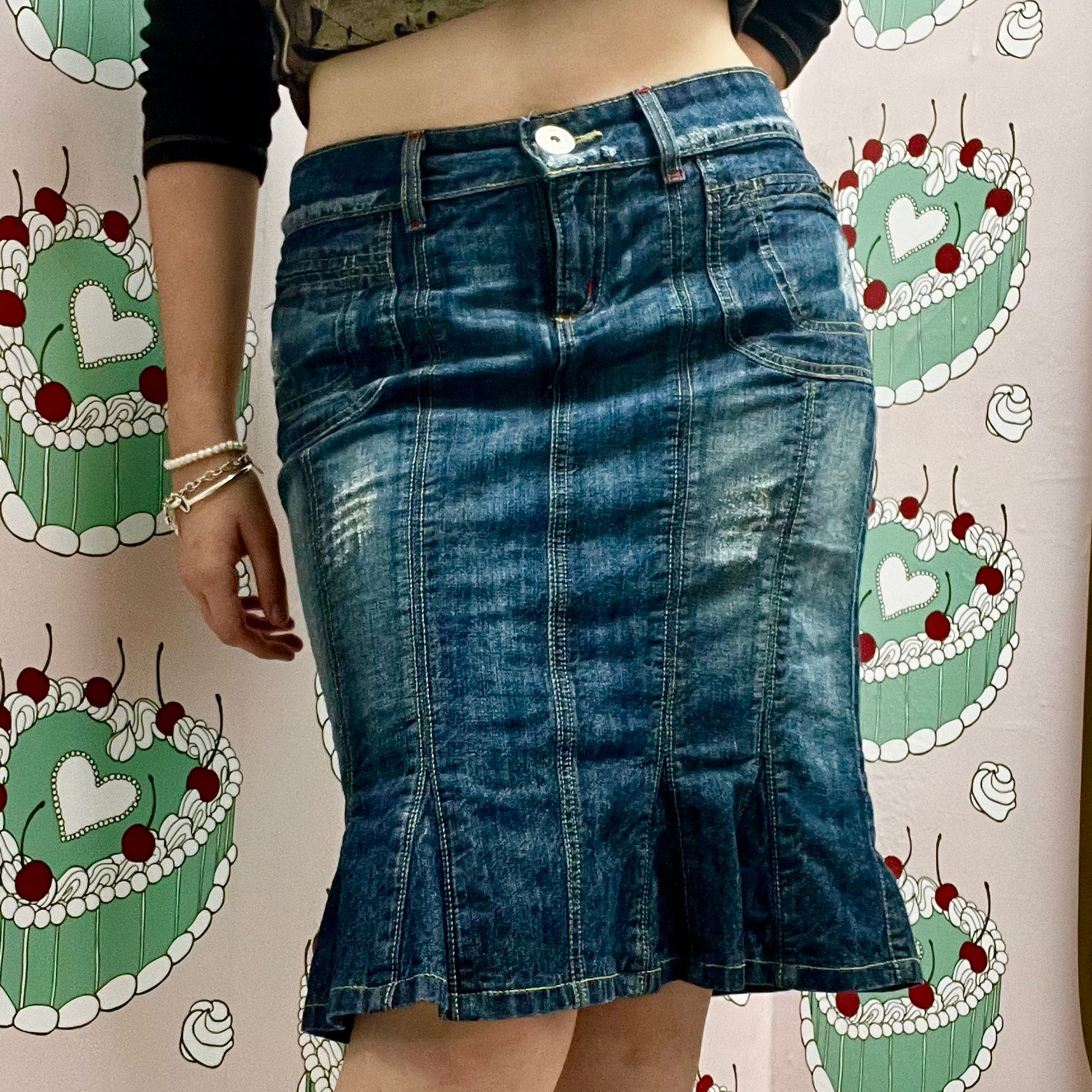 Bebe Denim Mermaid Skirt