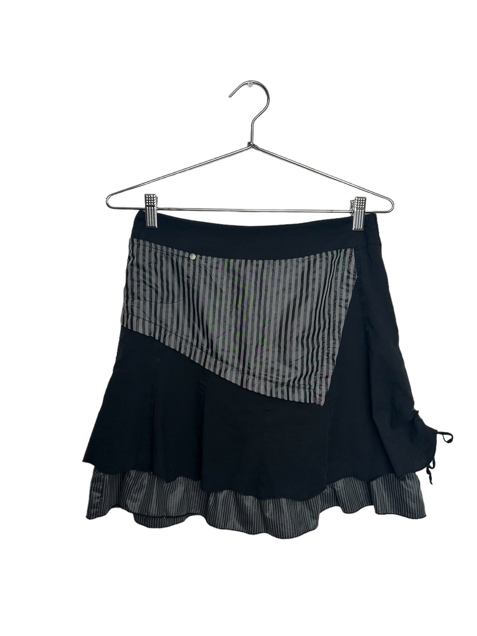 Black Striped Ruffle Skirt