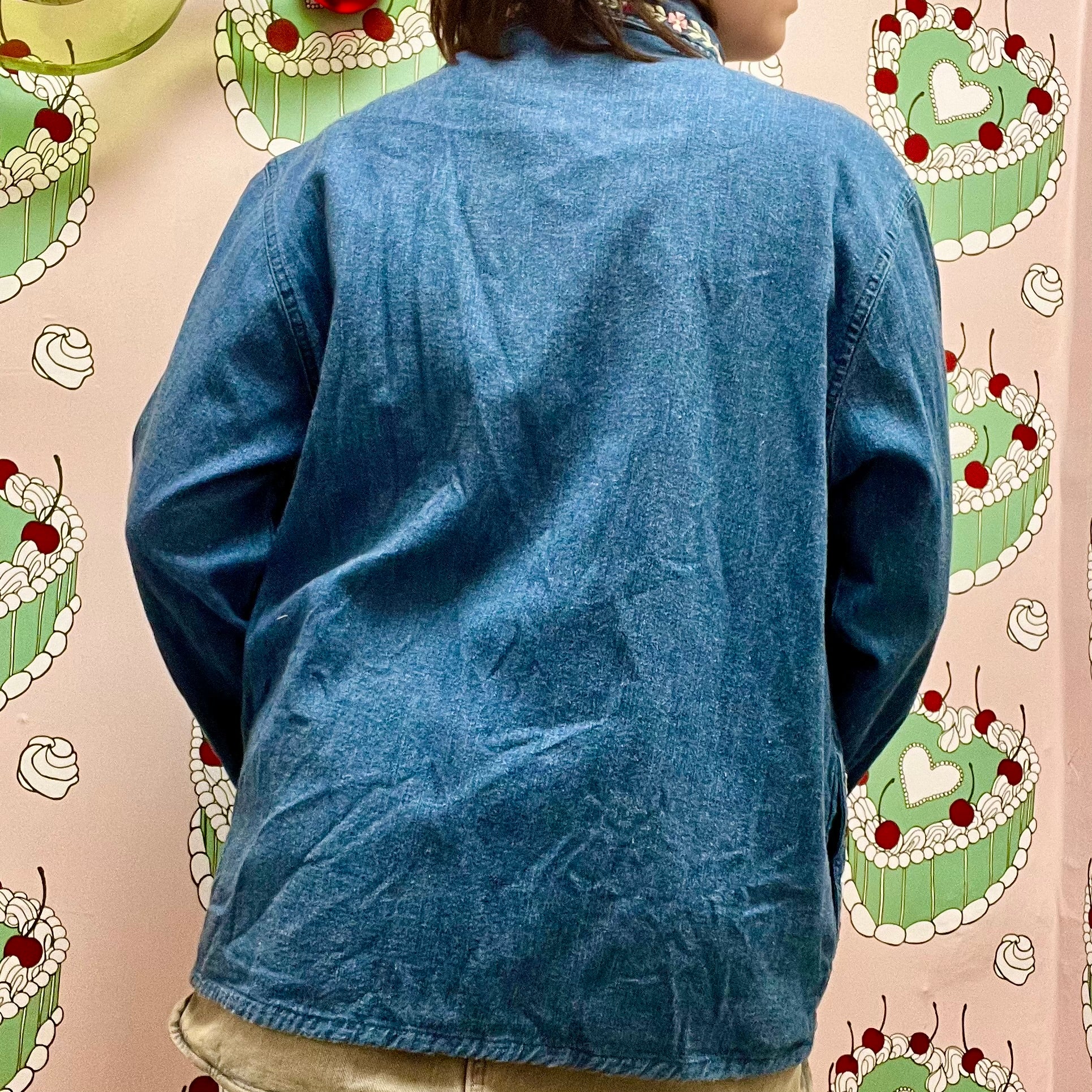 Flower Embroidered Denim Jacket