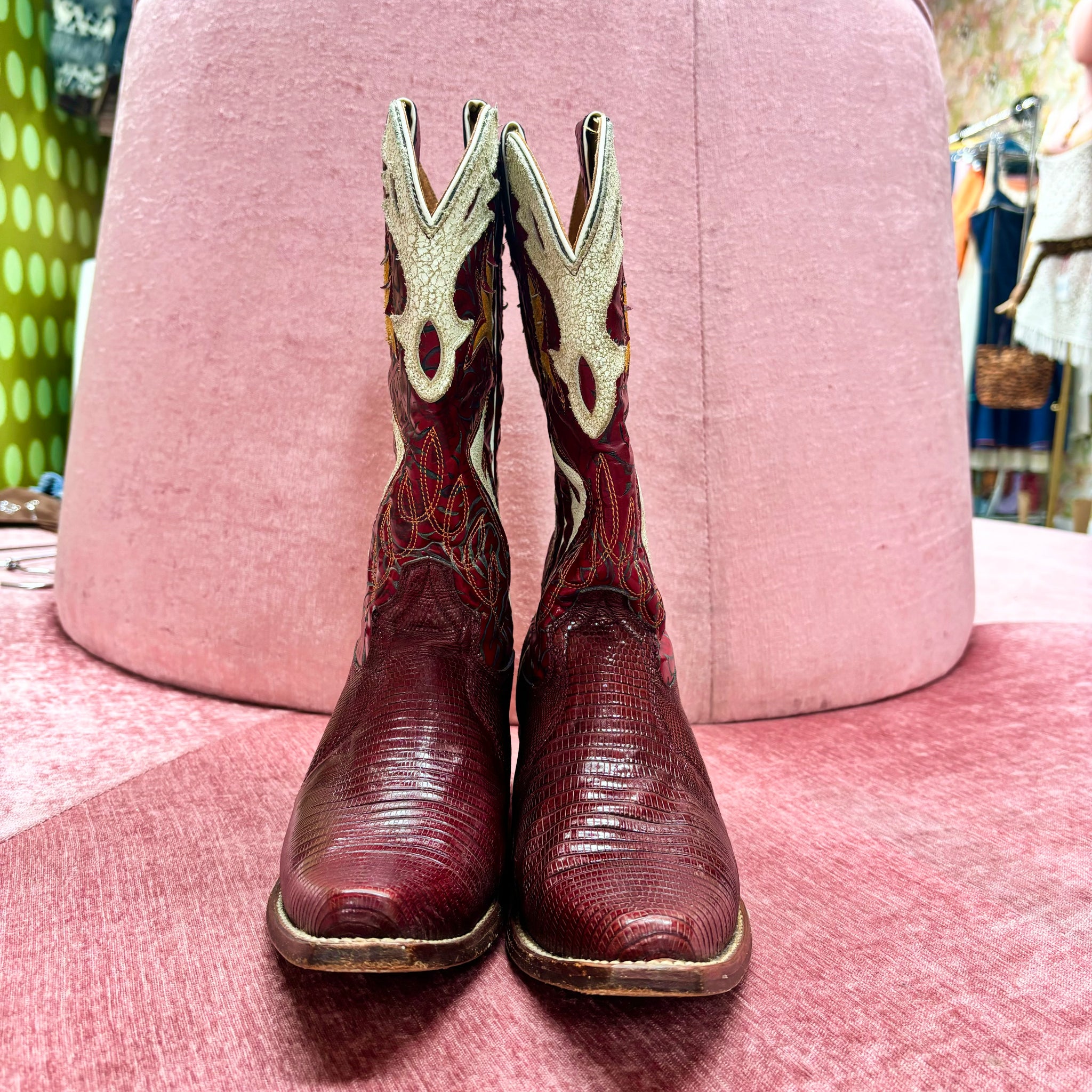 Frye Red Leather Cowboy Boots