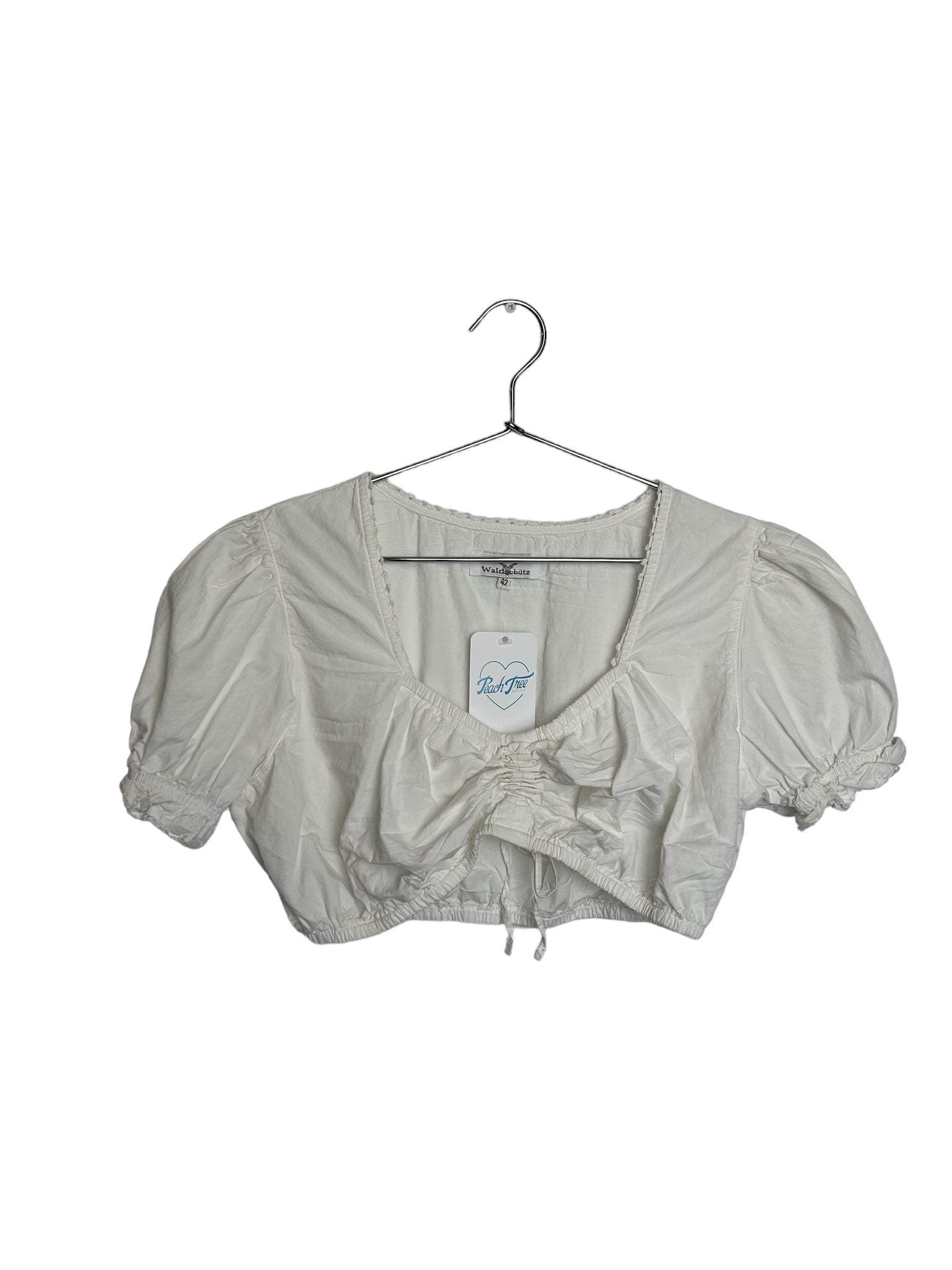 White Cottage Core Cropped Blouse