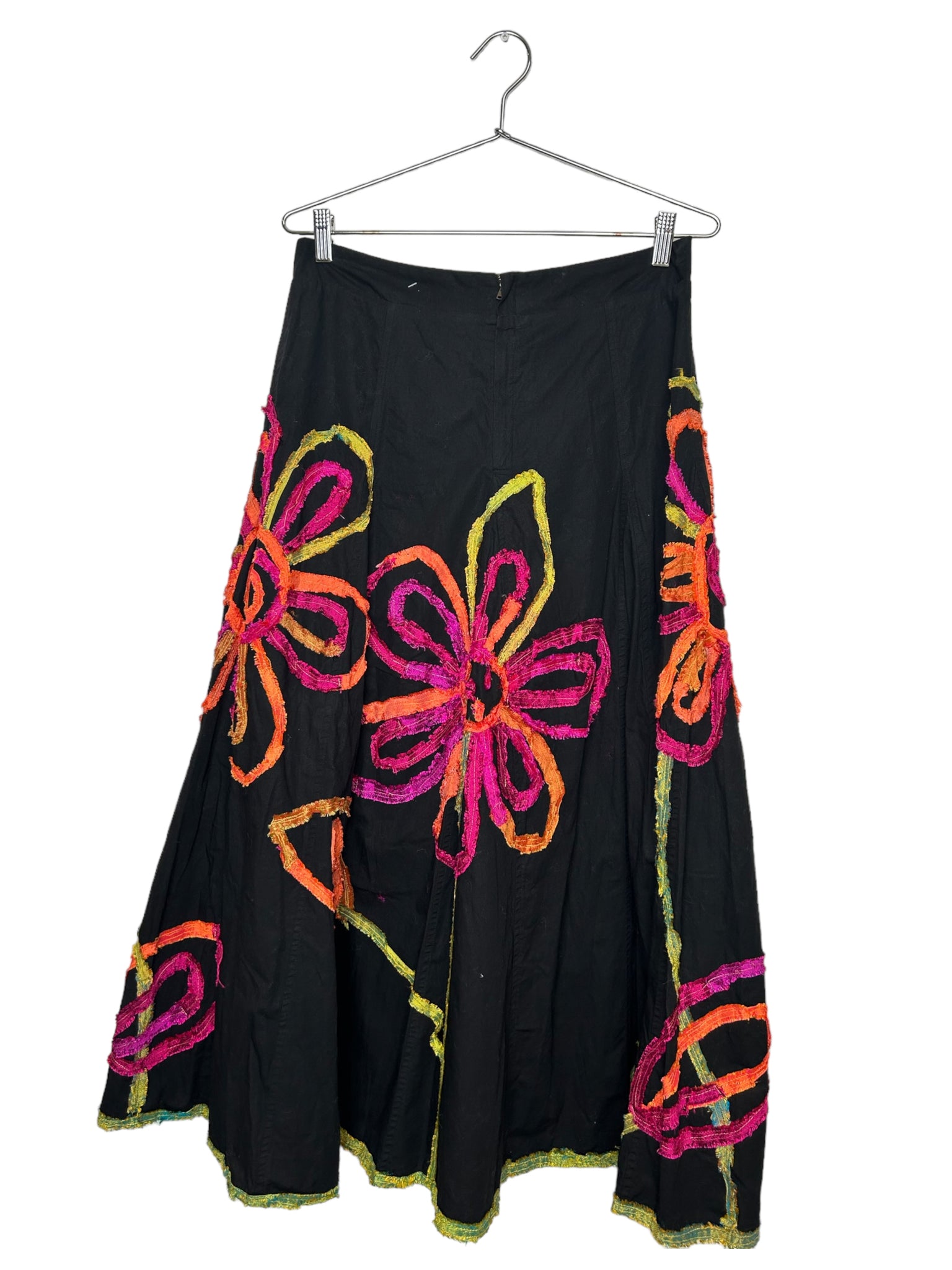 Per Una Black Raw Hem Floral Maxi Skirt