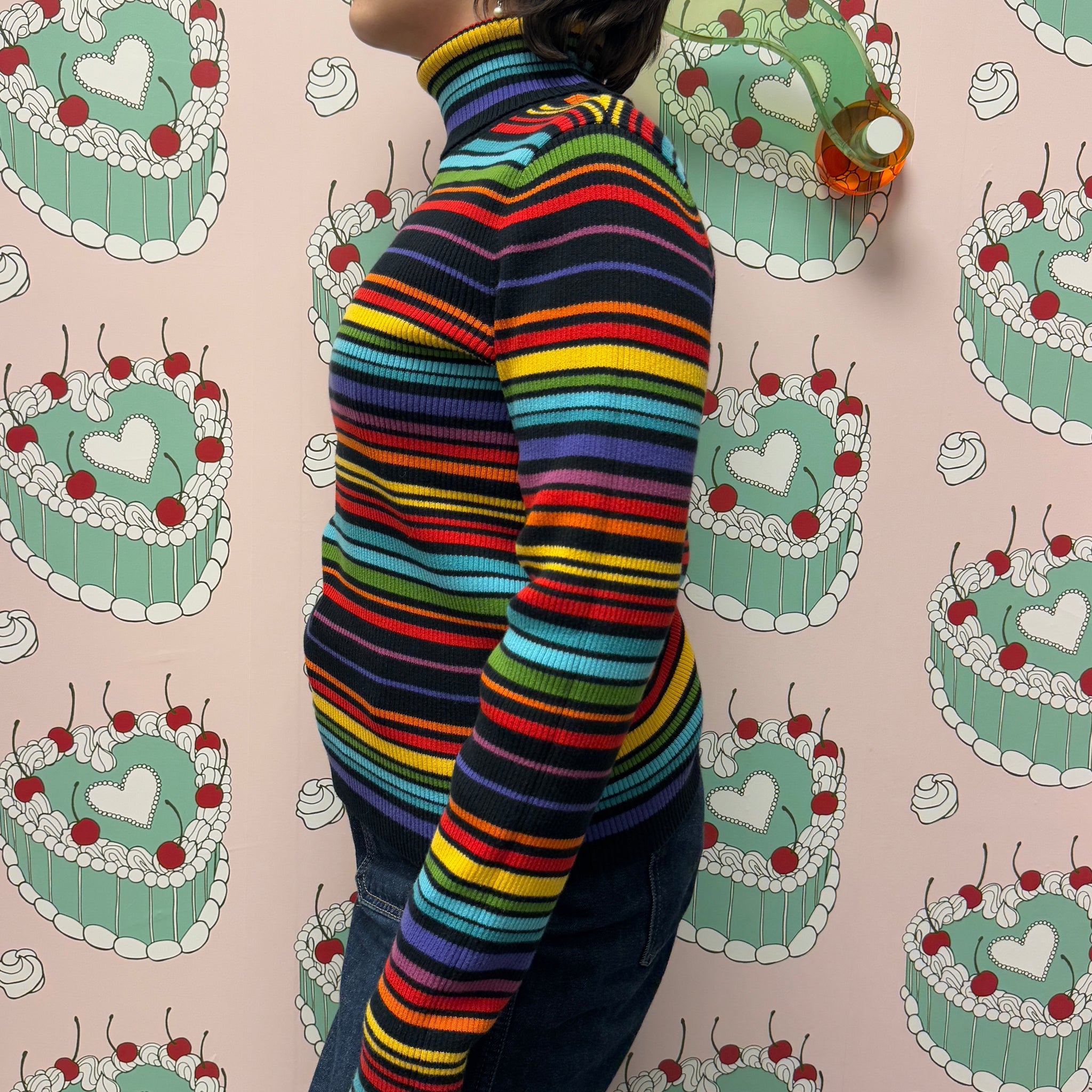 Knit Rainbow Long Sleeve Turtle Neck