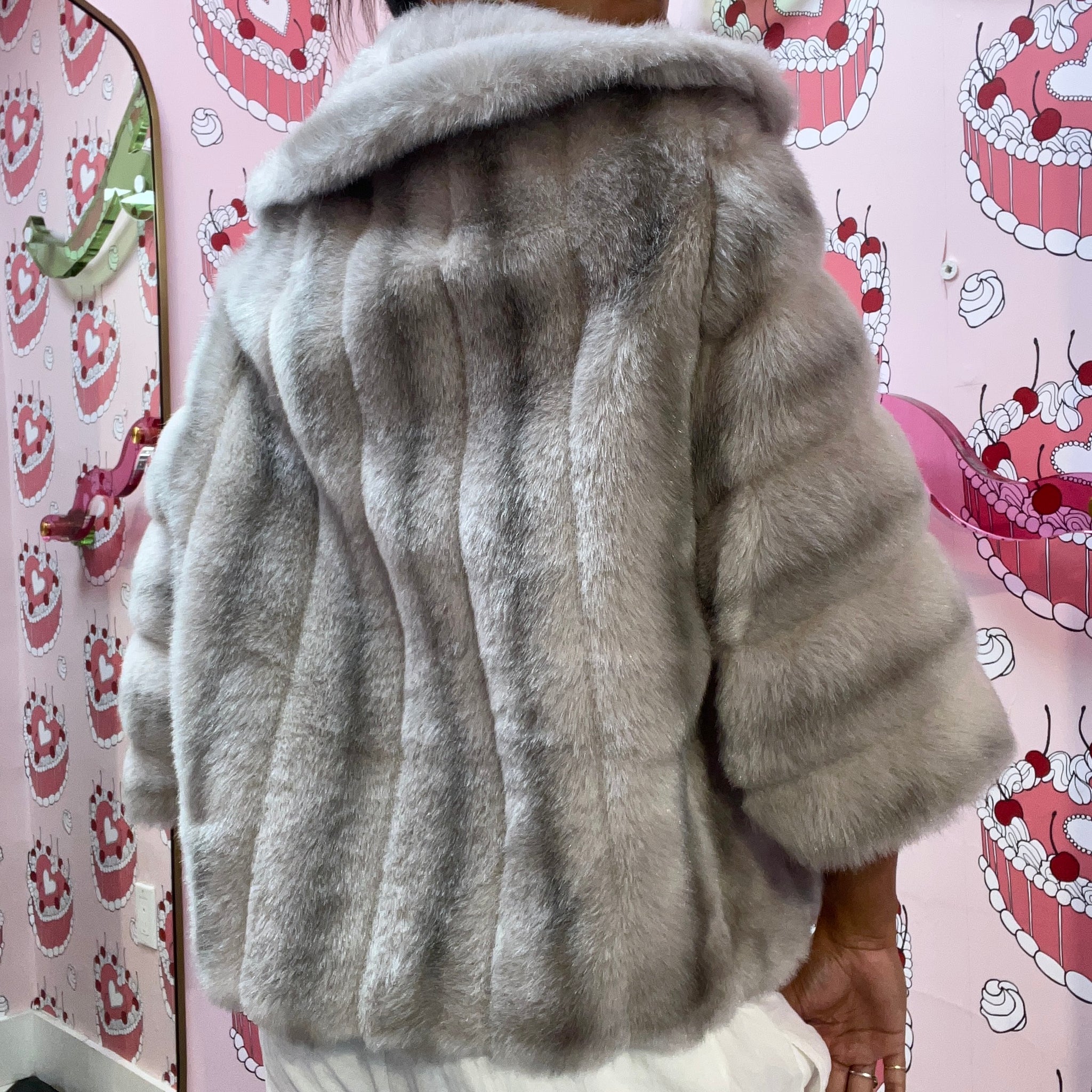 VNTG Grey Fur Box Jacket