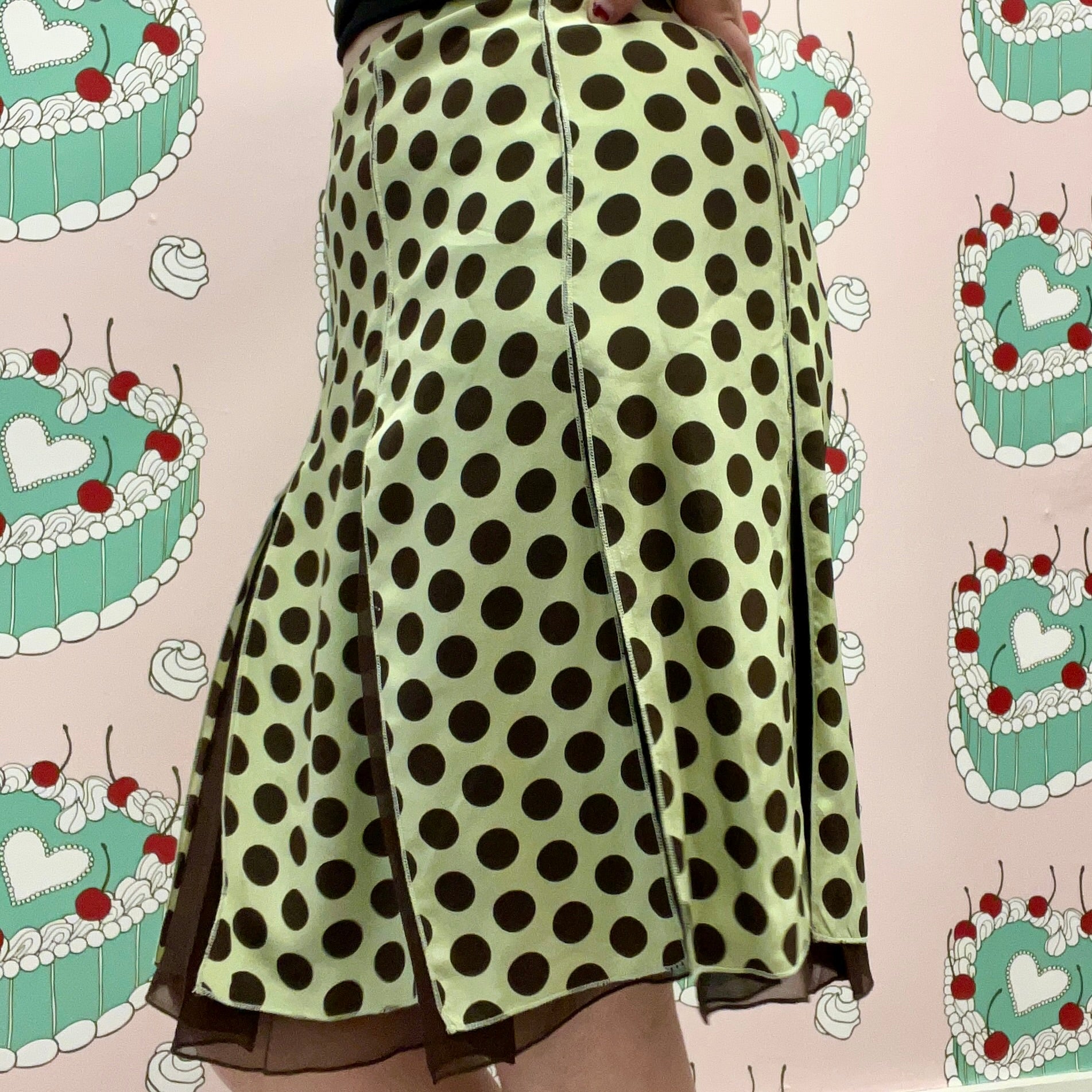 Green and Brown Polka Dot Skirt