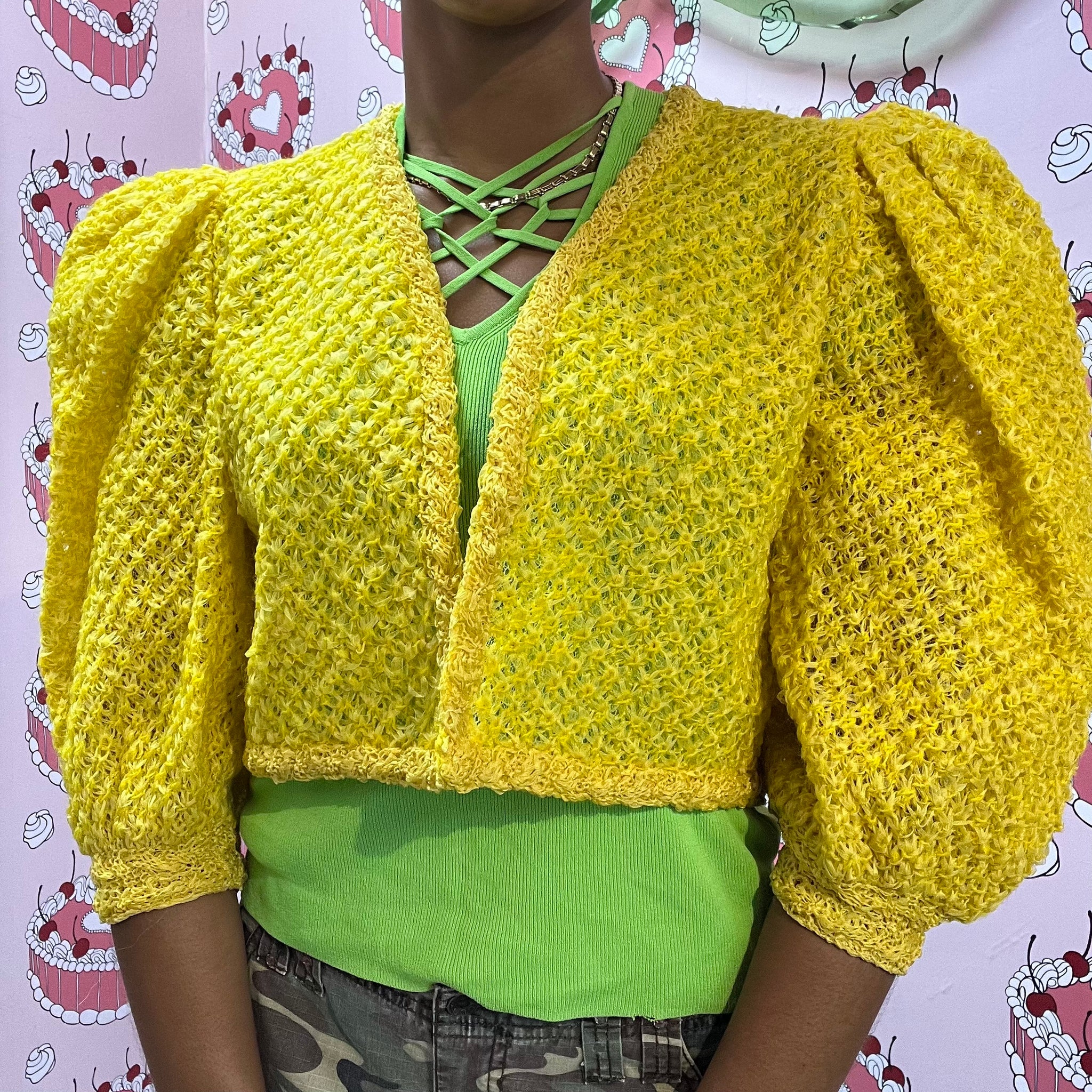 Yellow Hand Knit Bolero