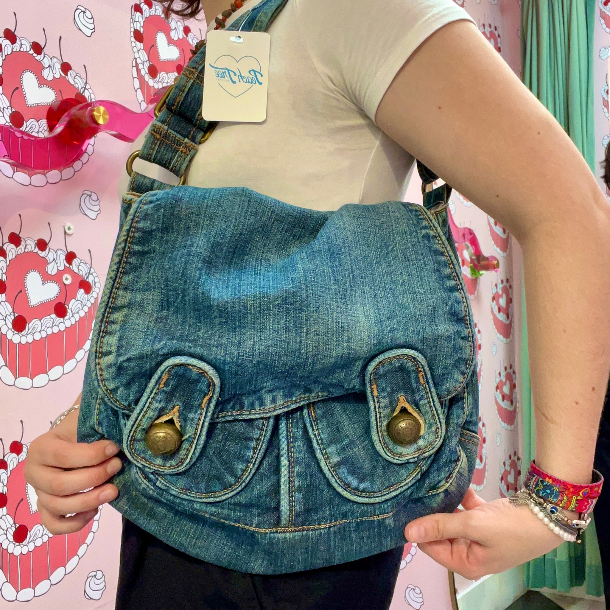 Denim Messenger Bag with Adjustable Strap