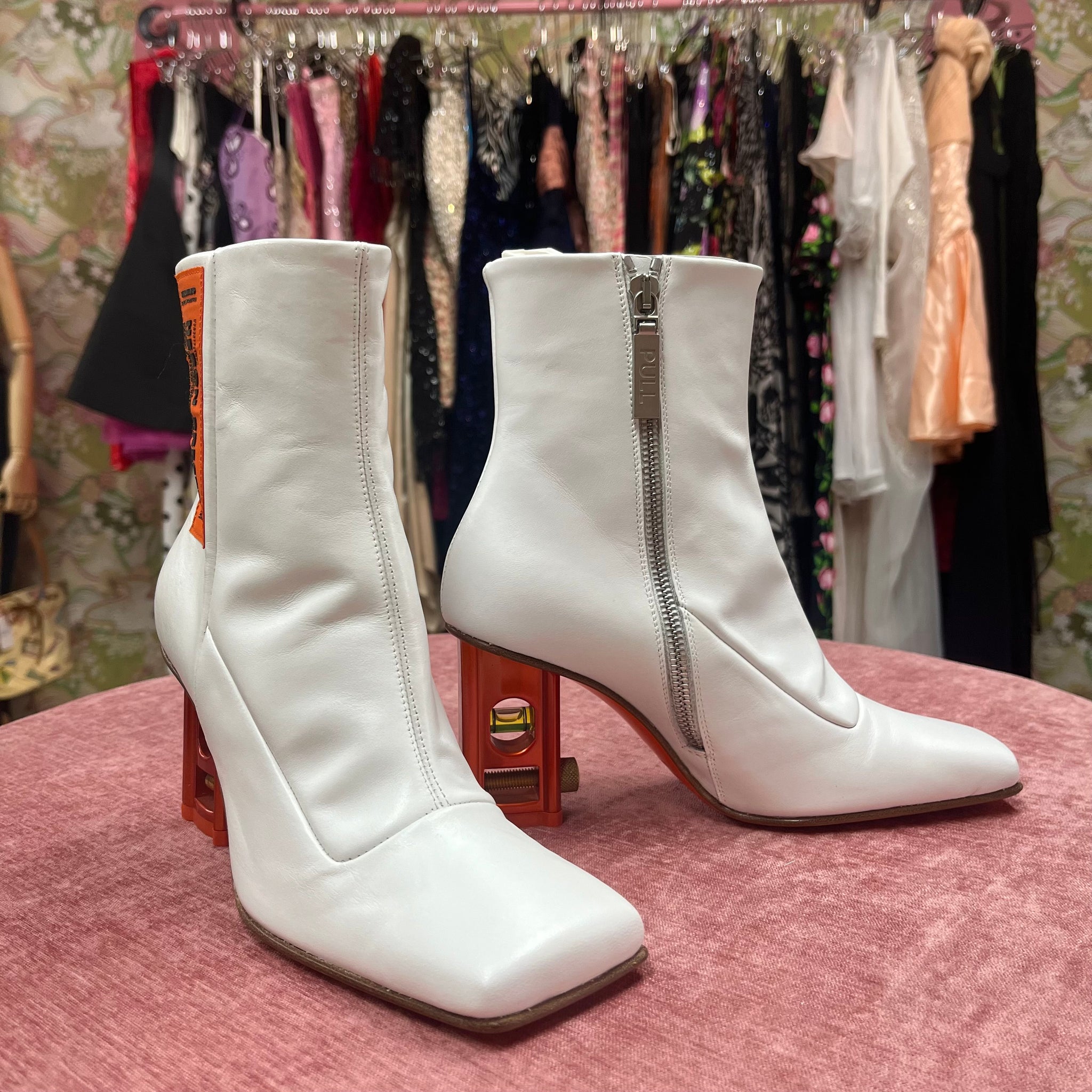 Heron Preston White Leather Boots