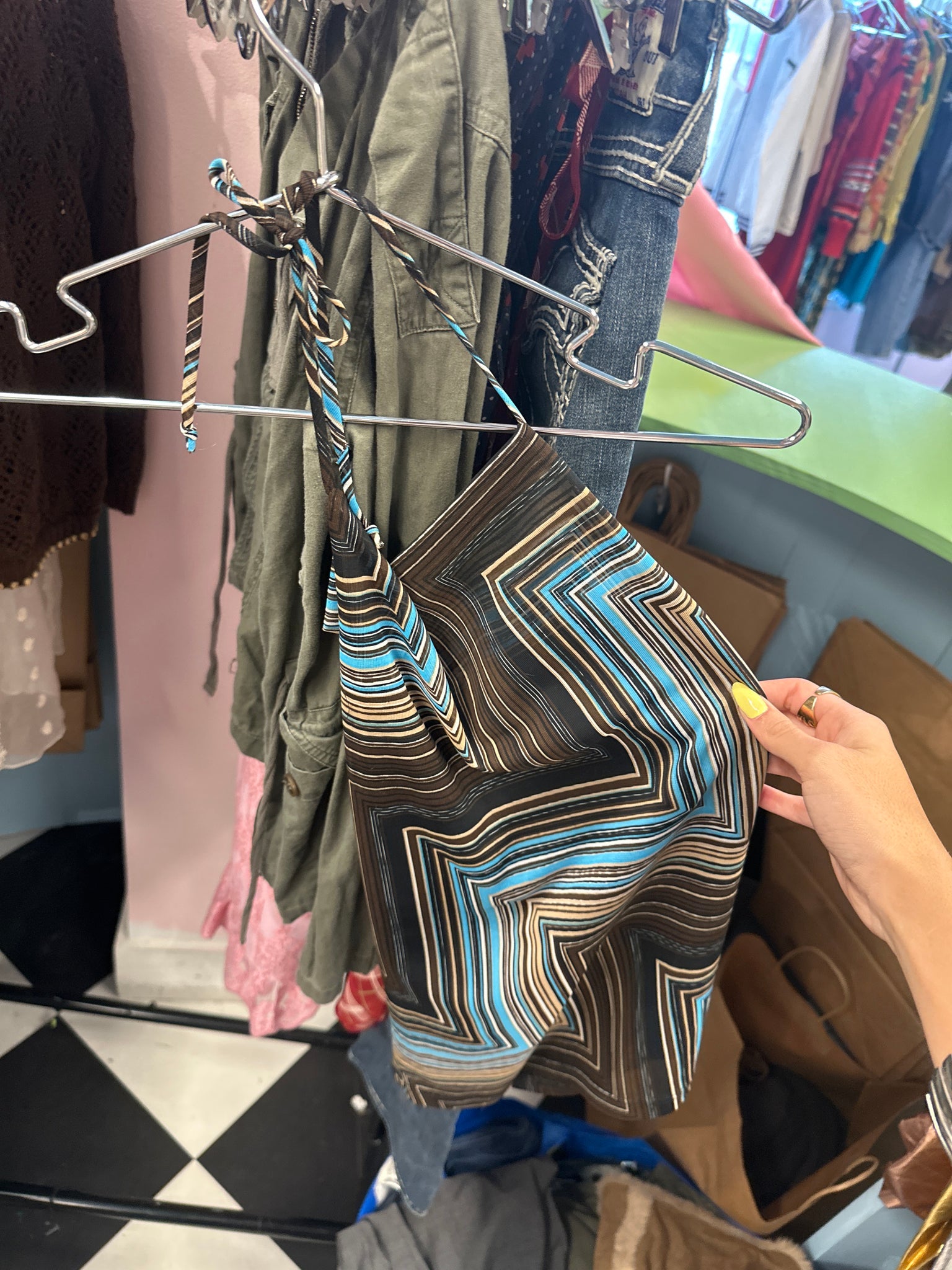 Epilogue Brown And Blue Halter Top