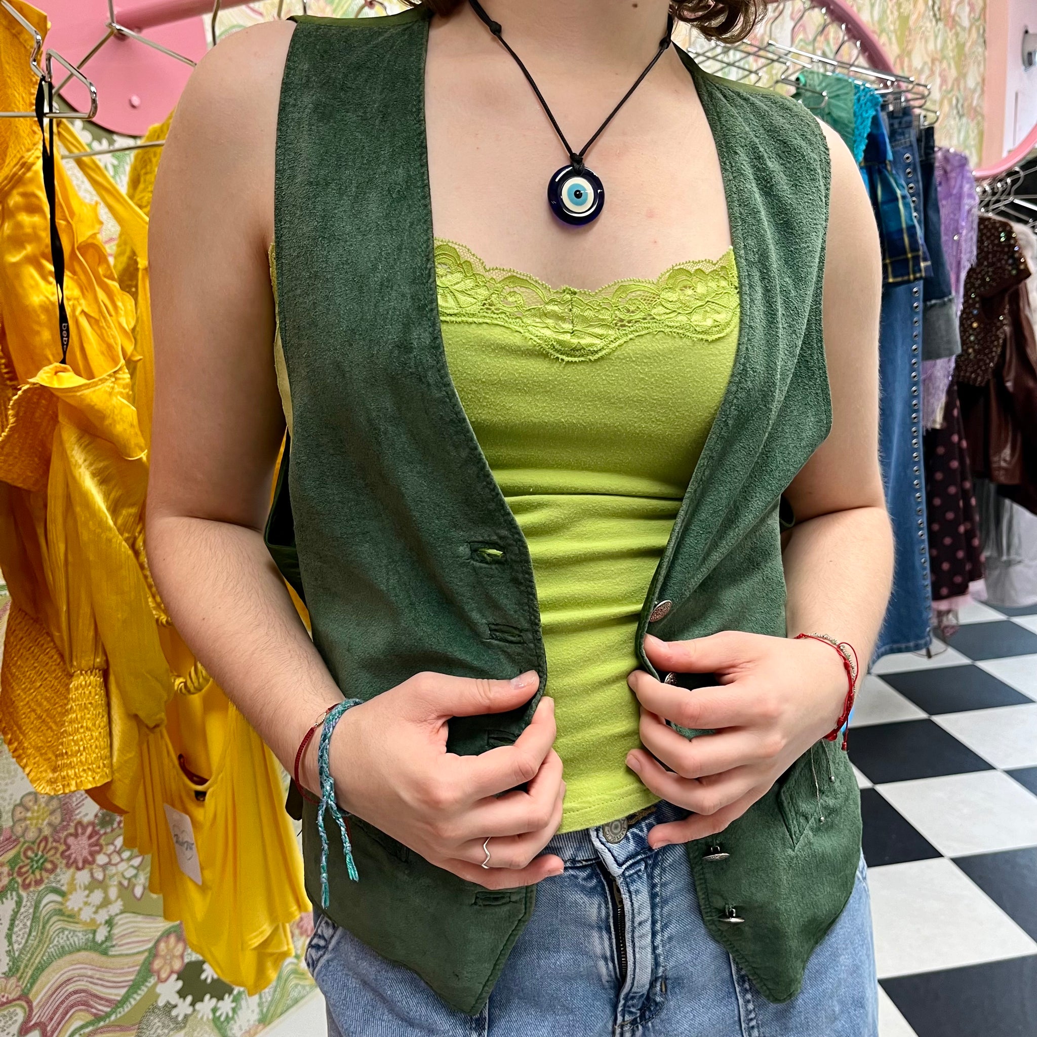 Green Button Down Vest