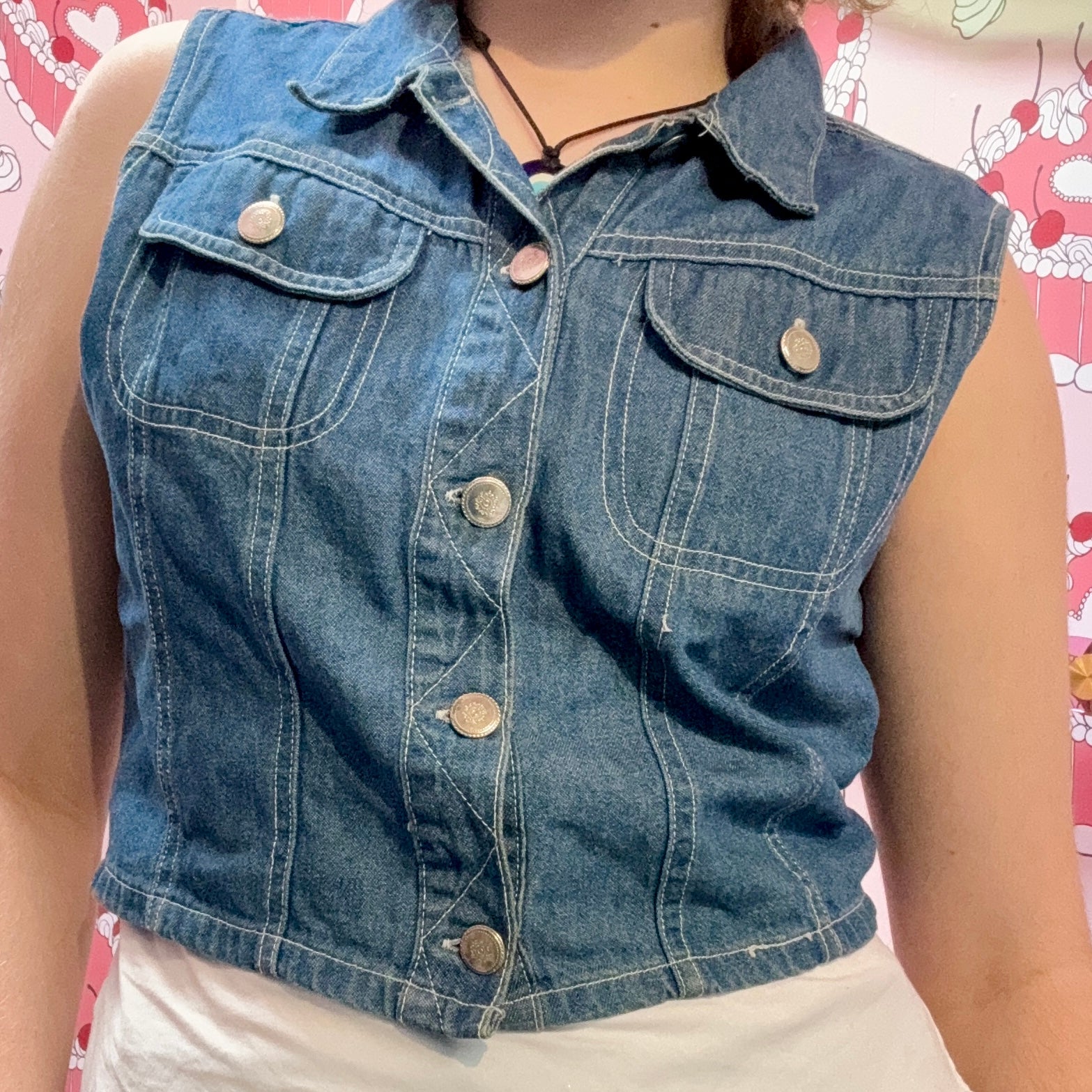 Cropped Denim Vest