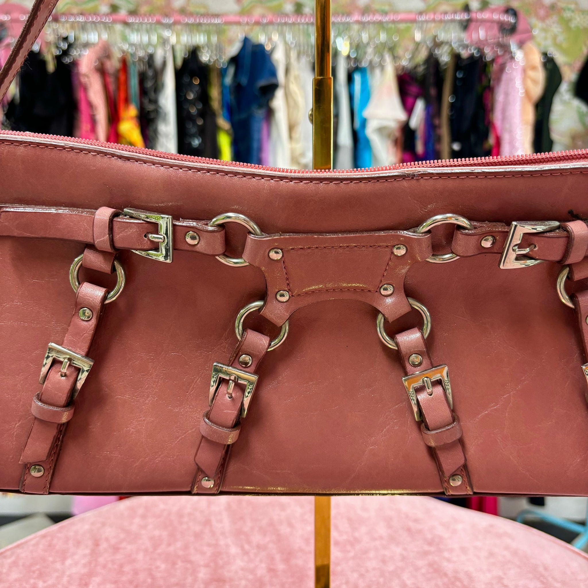 Pink Buckle Shoulder Bag