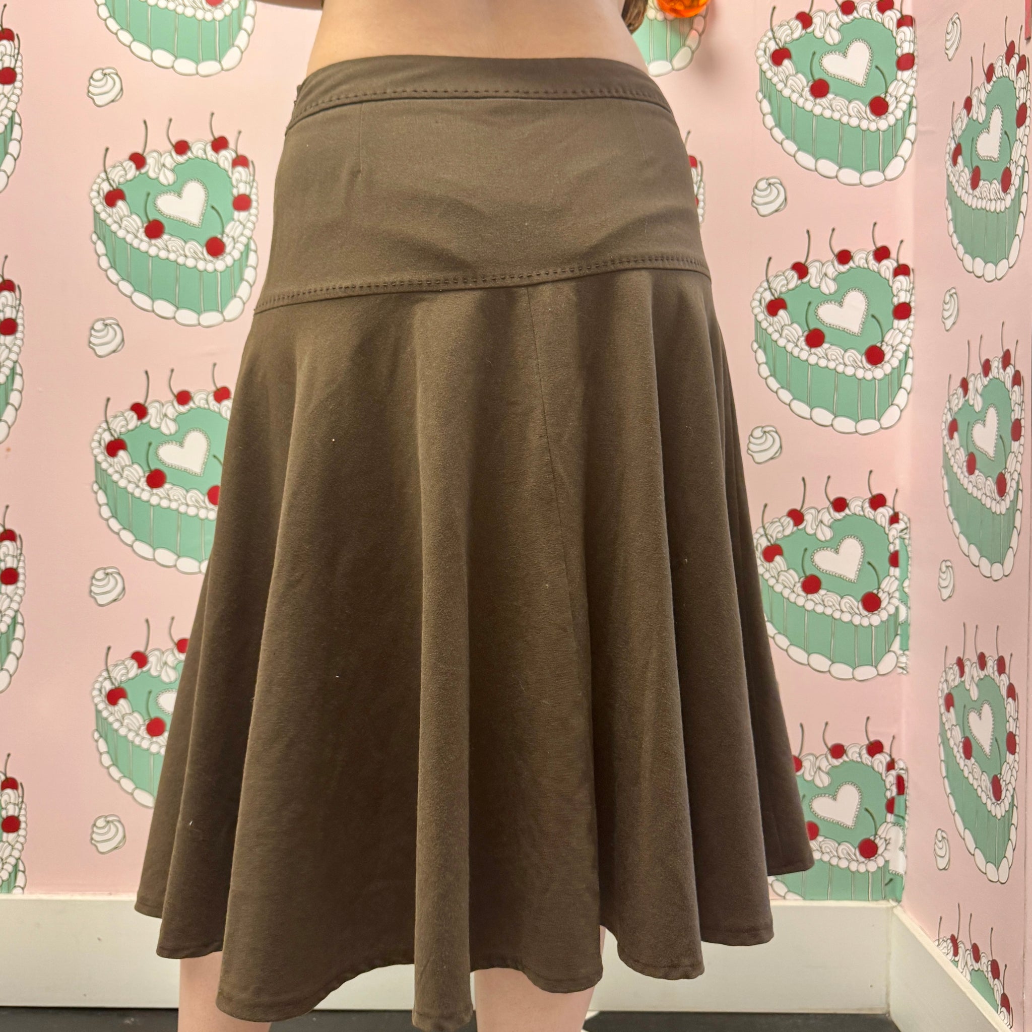 Larry Levine Brown Button Skirt