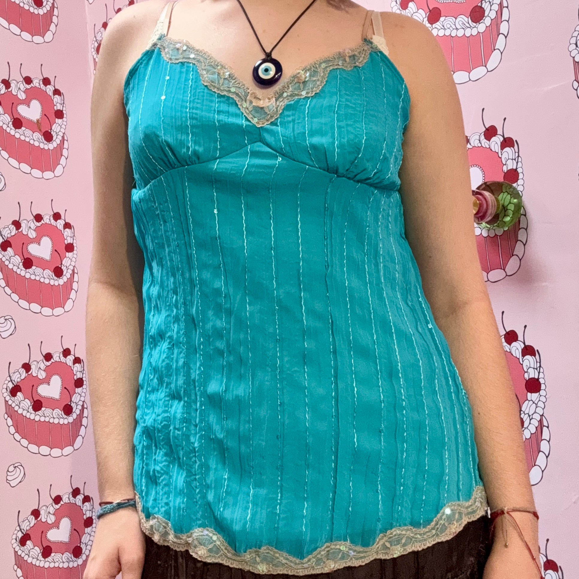 Blue Lace Tank Top