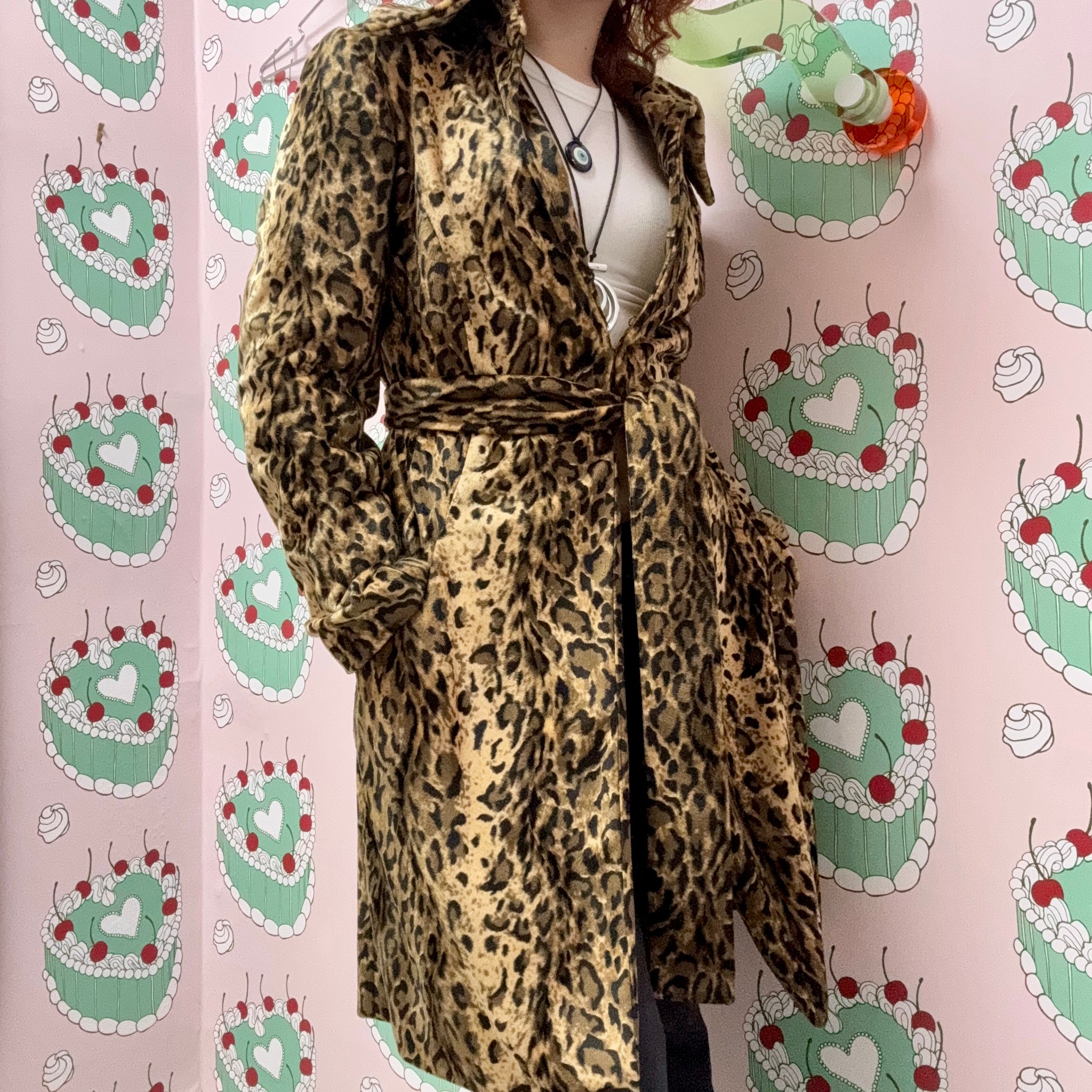 Long Animal Print Overcoat