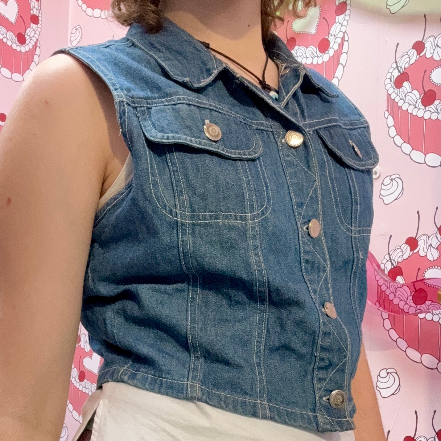 Cropped Denim Vest