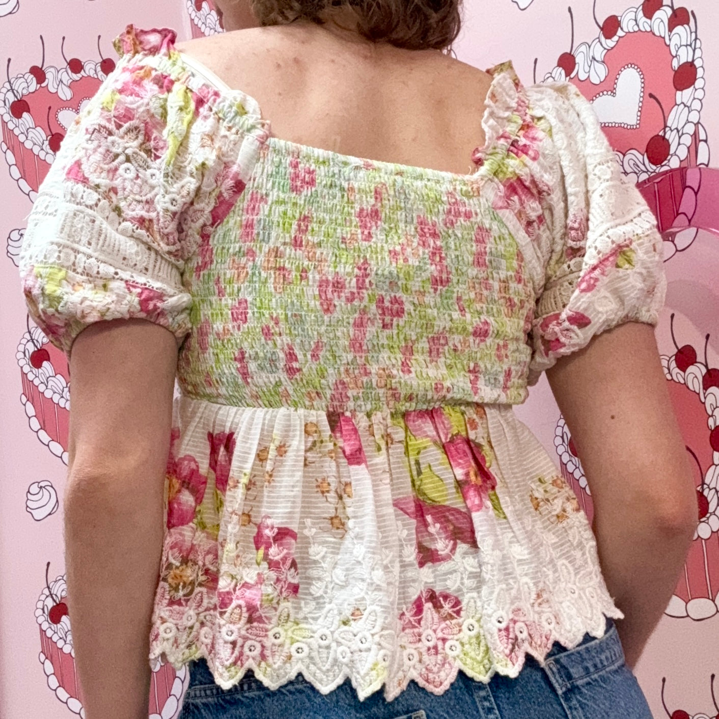 LoveShackFancy Floral Babydoll Blouse