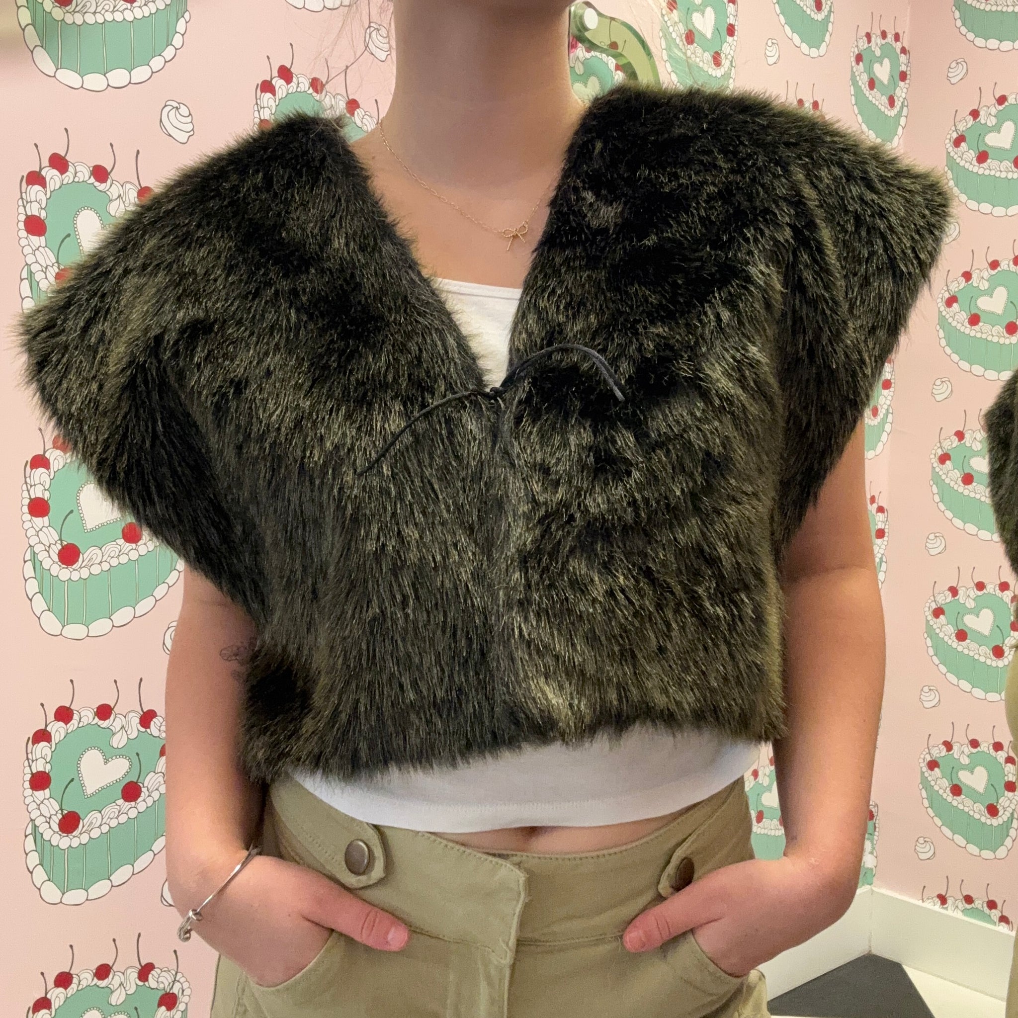 Cropped Faux Fur Vest