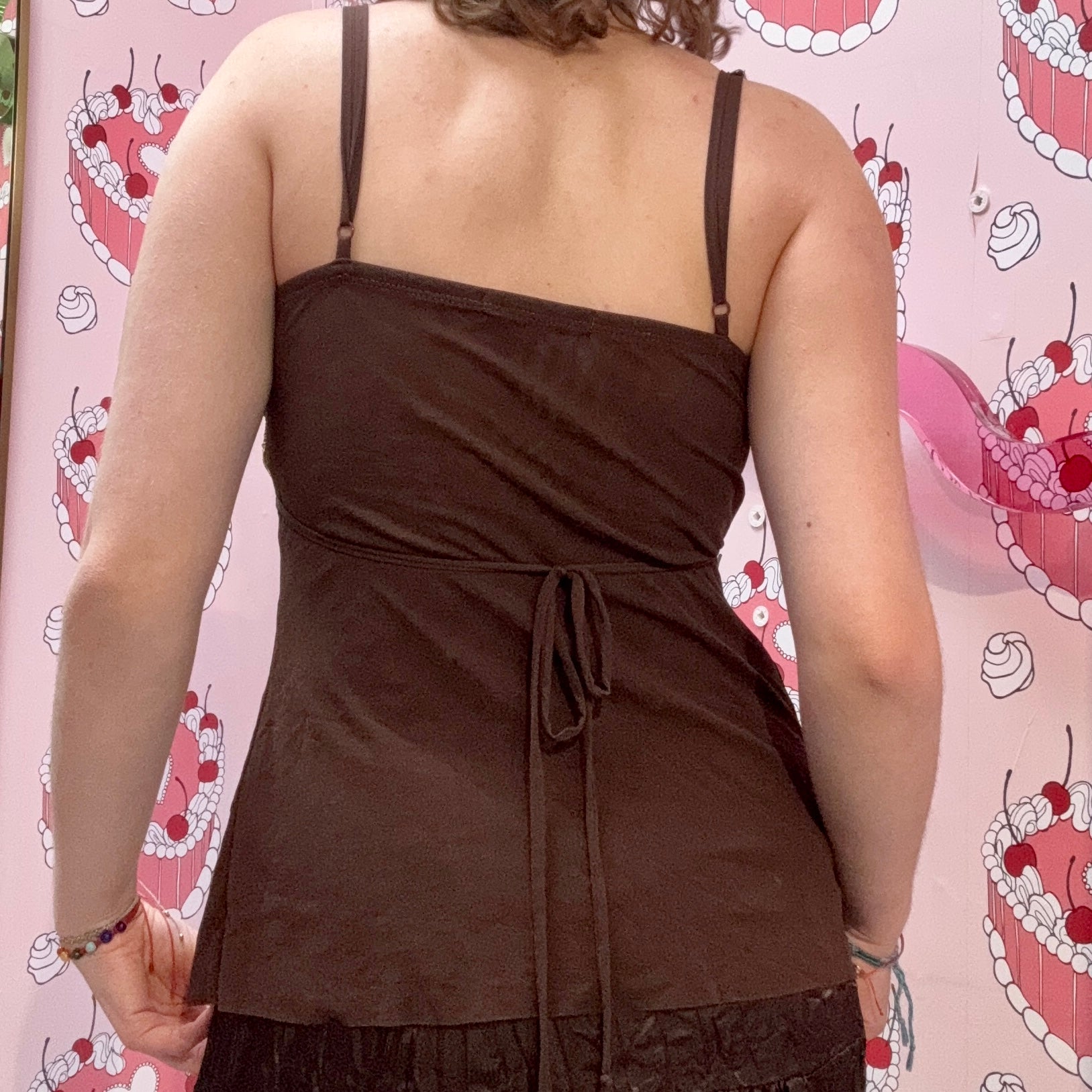 Brown Babydoll Mesh Tank Top