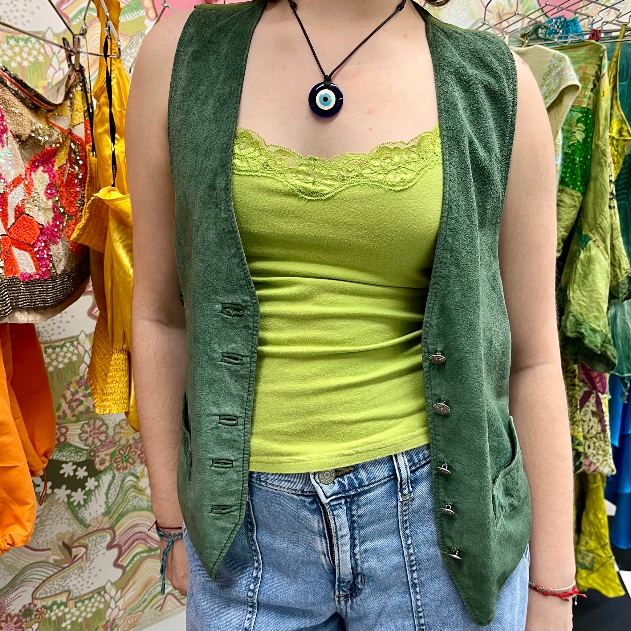 Green Button Down Vest