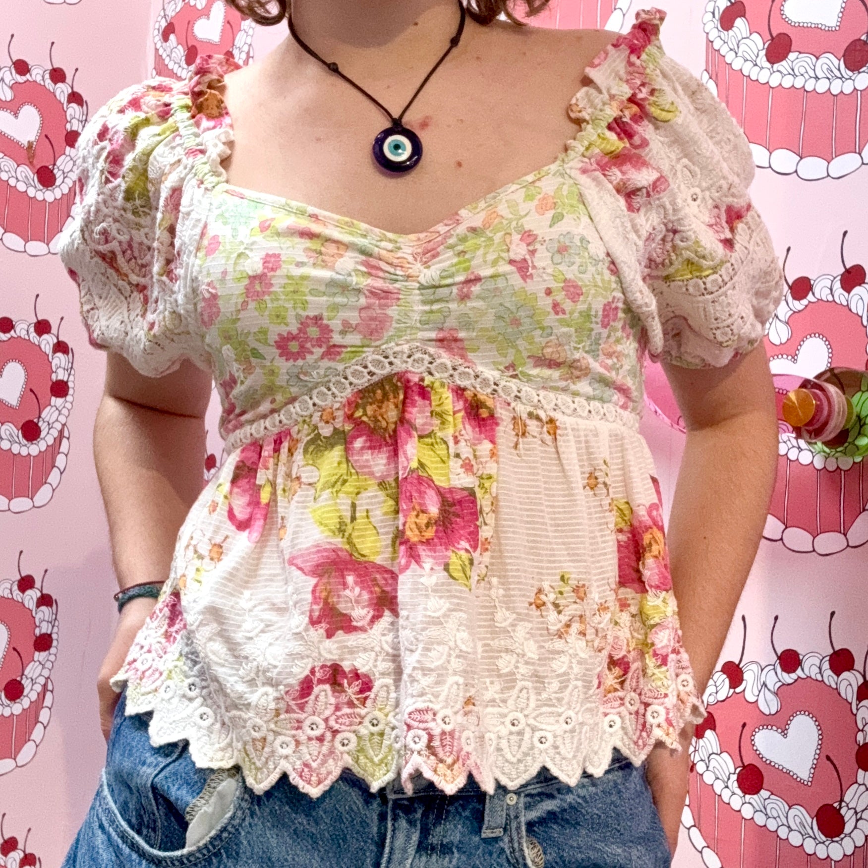 LoveShackFancy Floral Babydoll Blouse